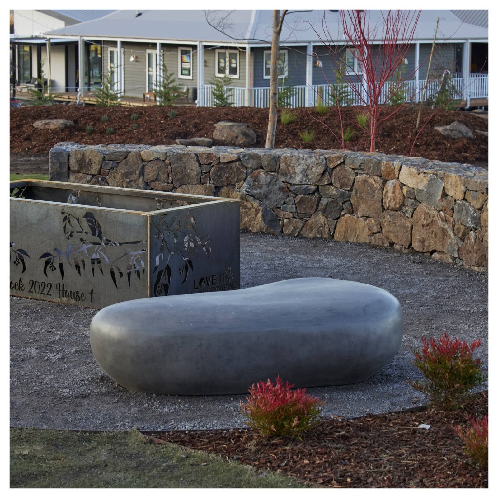 156cm Large Length Concrete Boulder, Dark Grey