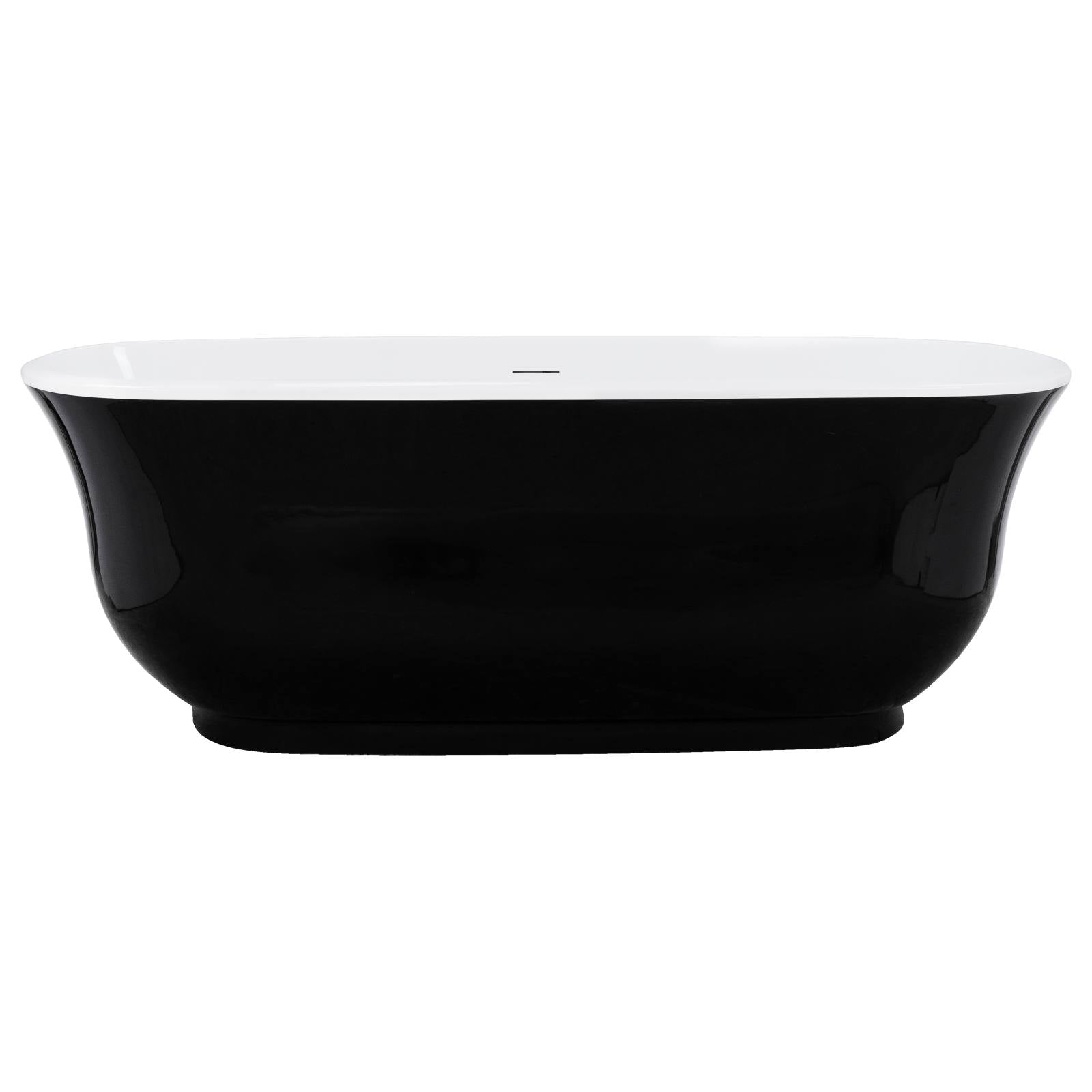 Marietta 170cm Freestanding Acrylic Bath w White Overflow & Waste, Black & White