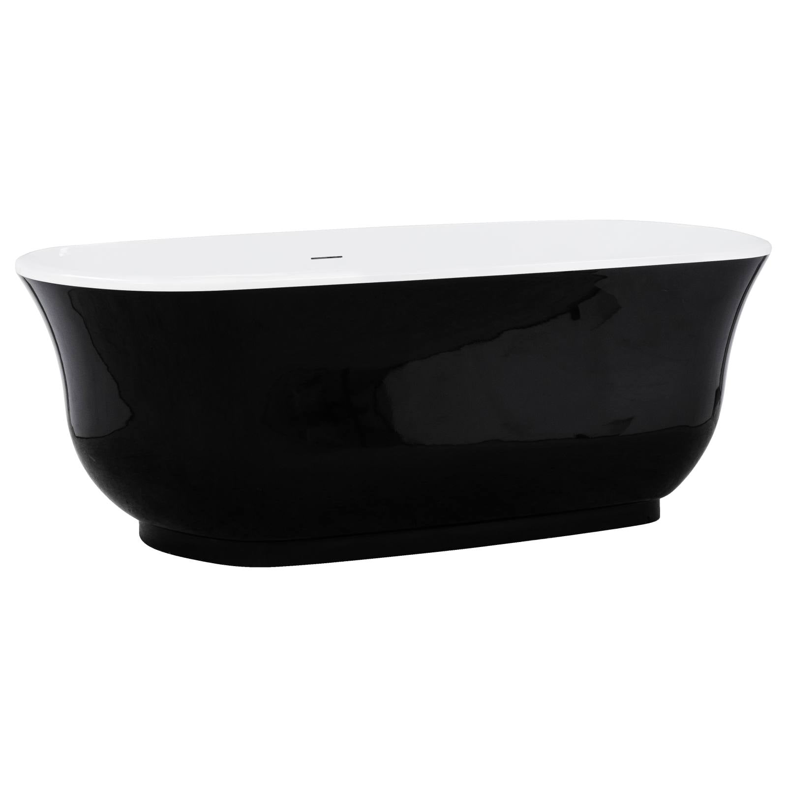 Marietta 170cm Freestanding Acrylic Bath w White Overflow & Waste, Black & White