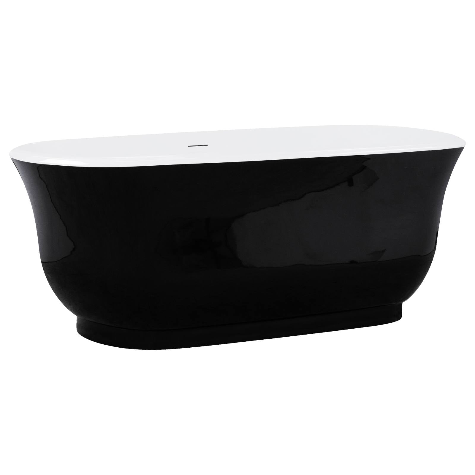 Marietta 150cm Freestanding Acrylic Black & White Bath w/ White Overflow & Waste