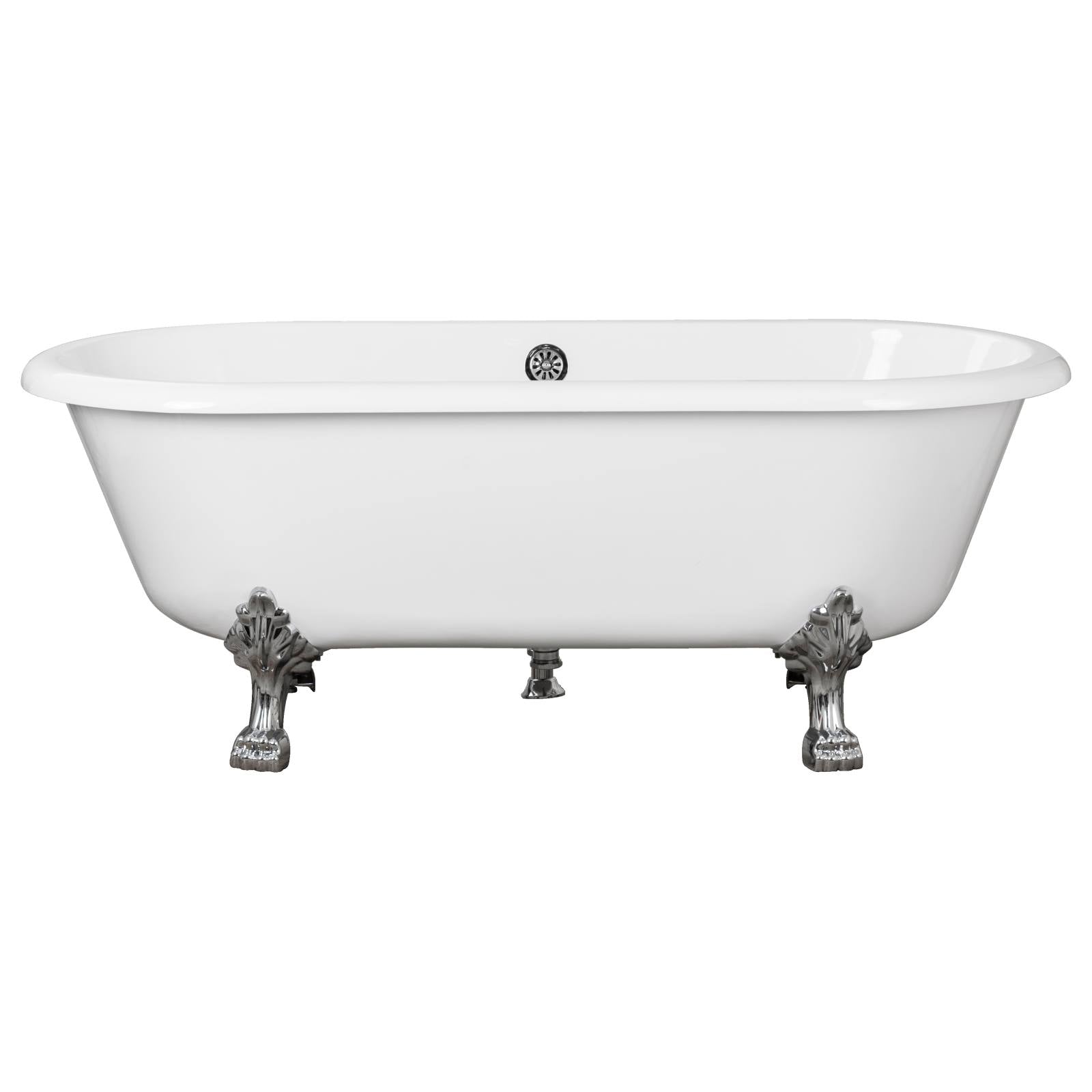 Bristol Acrylic Clawfoot Bath, White & Chrome Feet