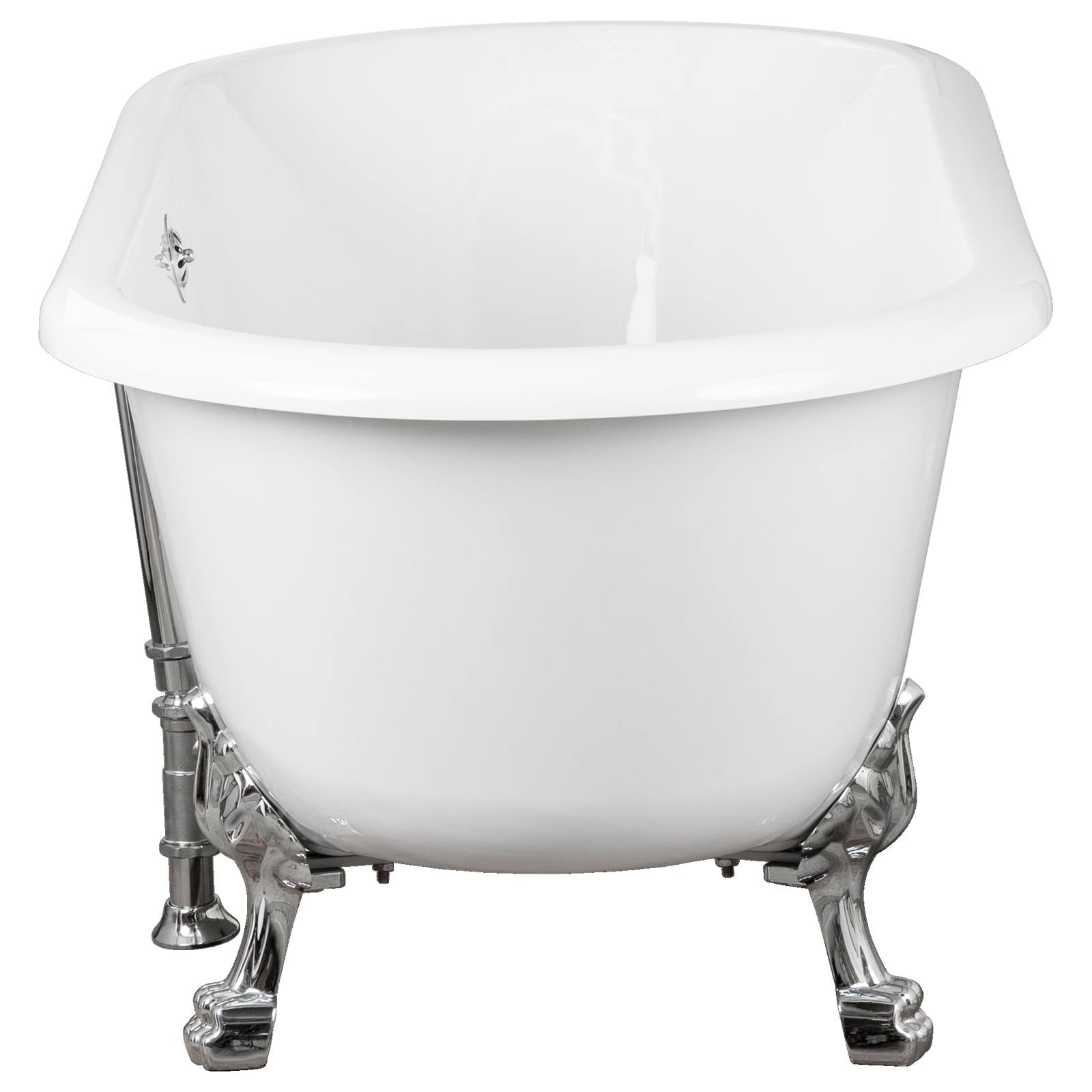 Bristol Acrylic Clawfoot Bath, White & Chrome Feet