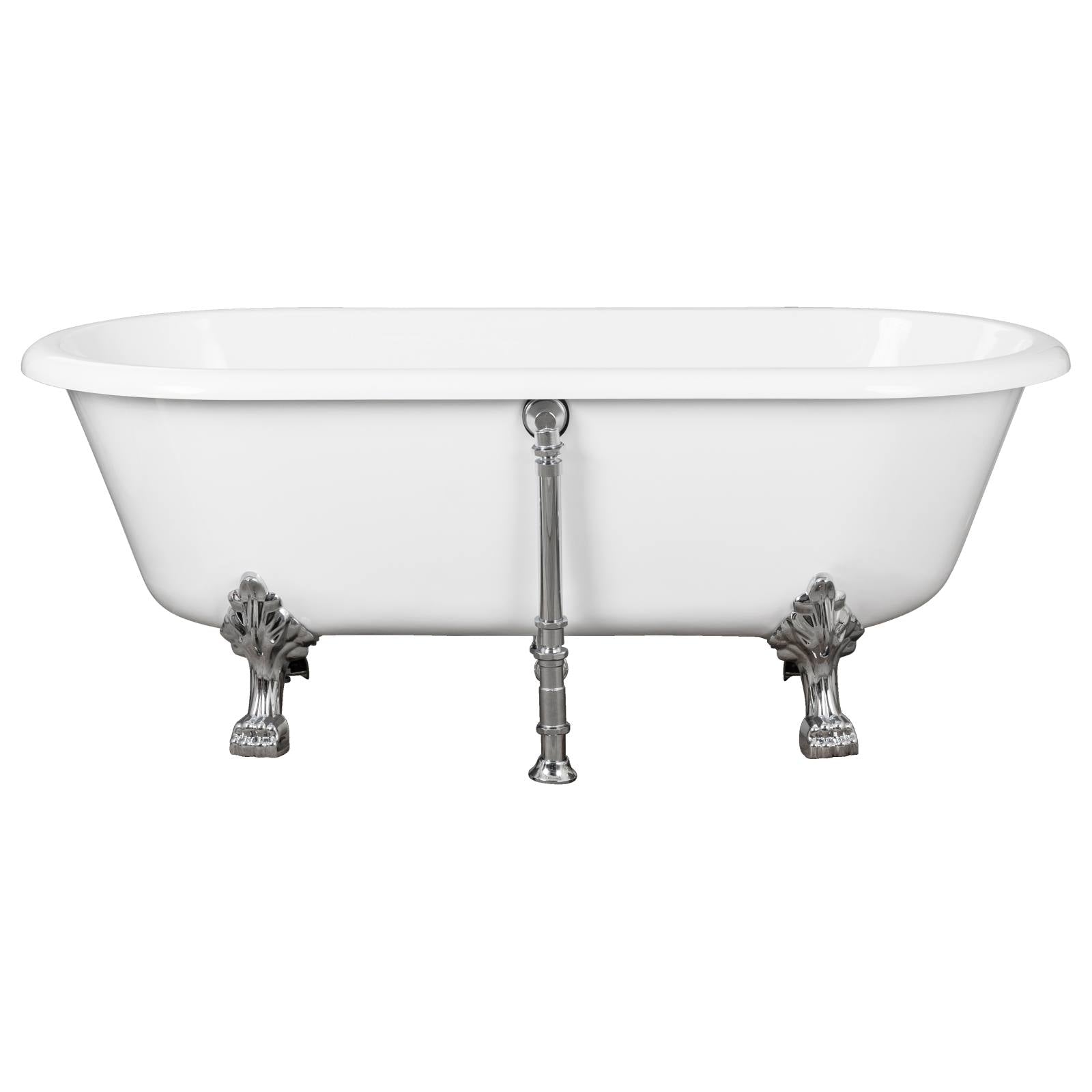 Bristol Acrylic Clawfoot Bath, White & Chrome Feet