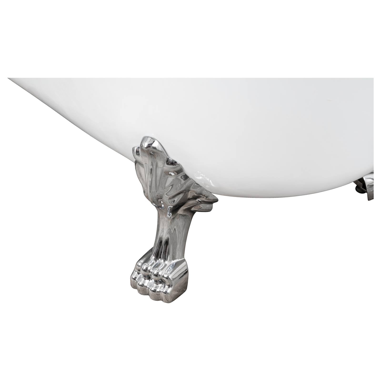 Bristol Acrylic Clawfoot Bath, White & Chrome Feet
