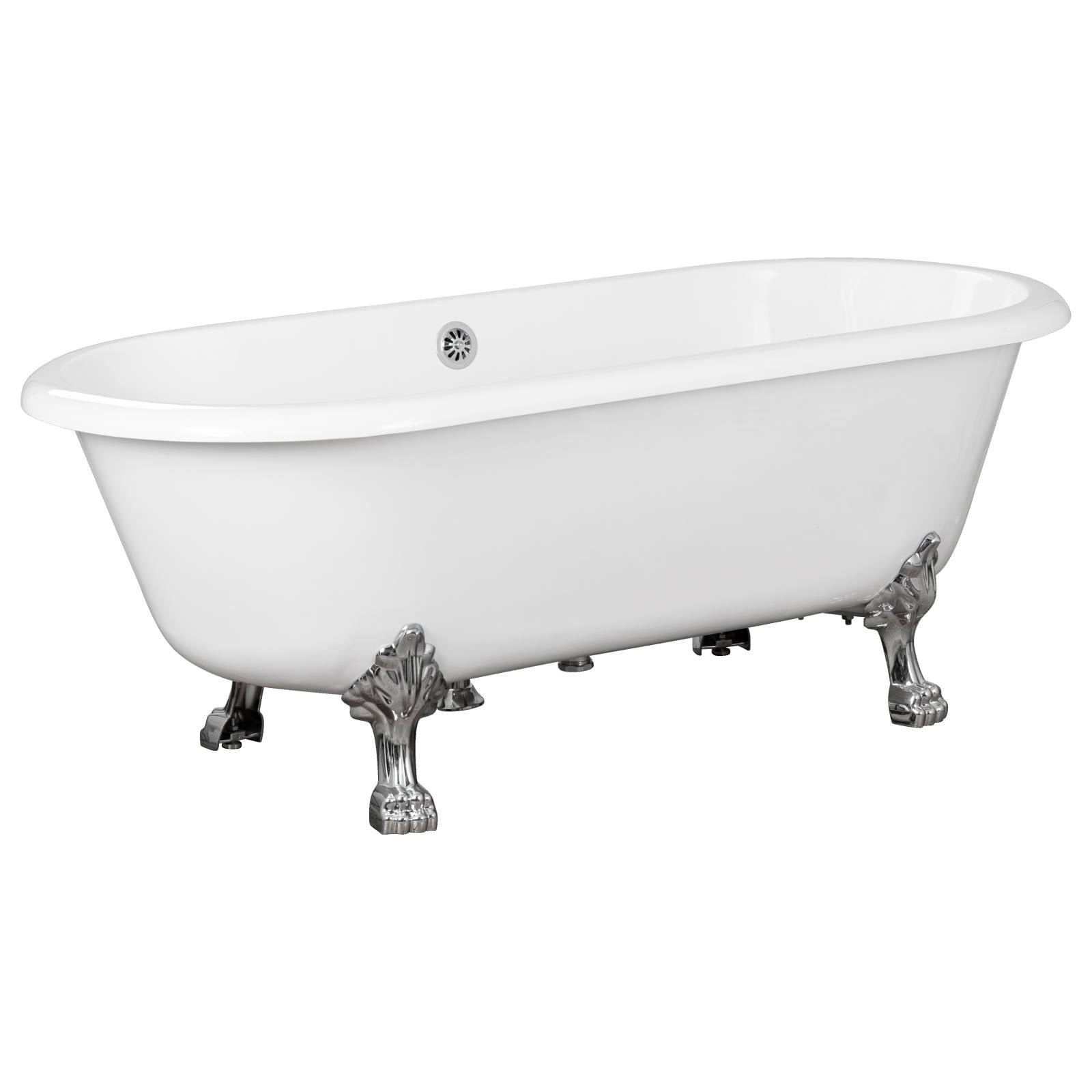 Bristol Acrylic Clawfoot Bath, White & Chrome Feet