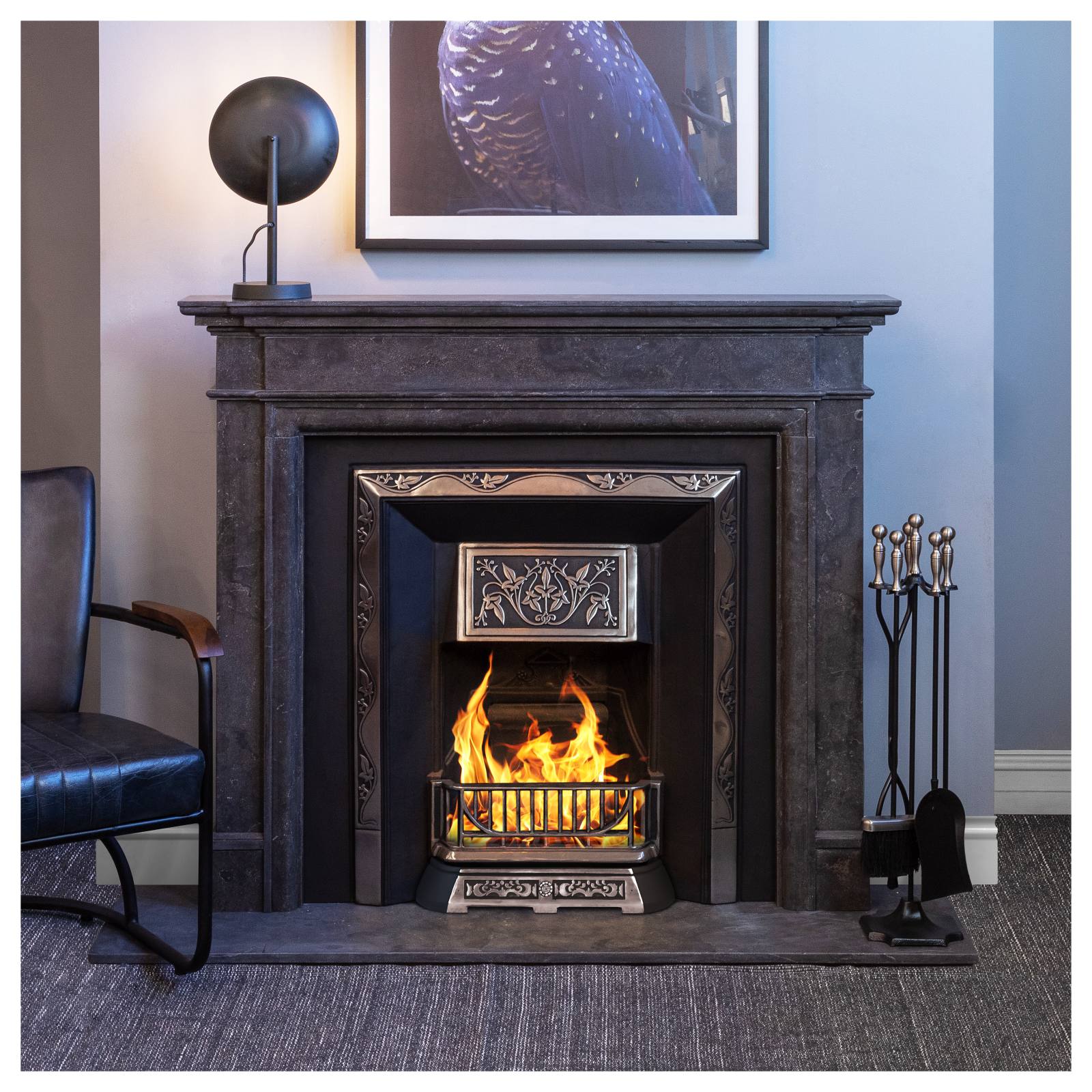 Alston Limestone Mantel, Belgium Black Limestone