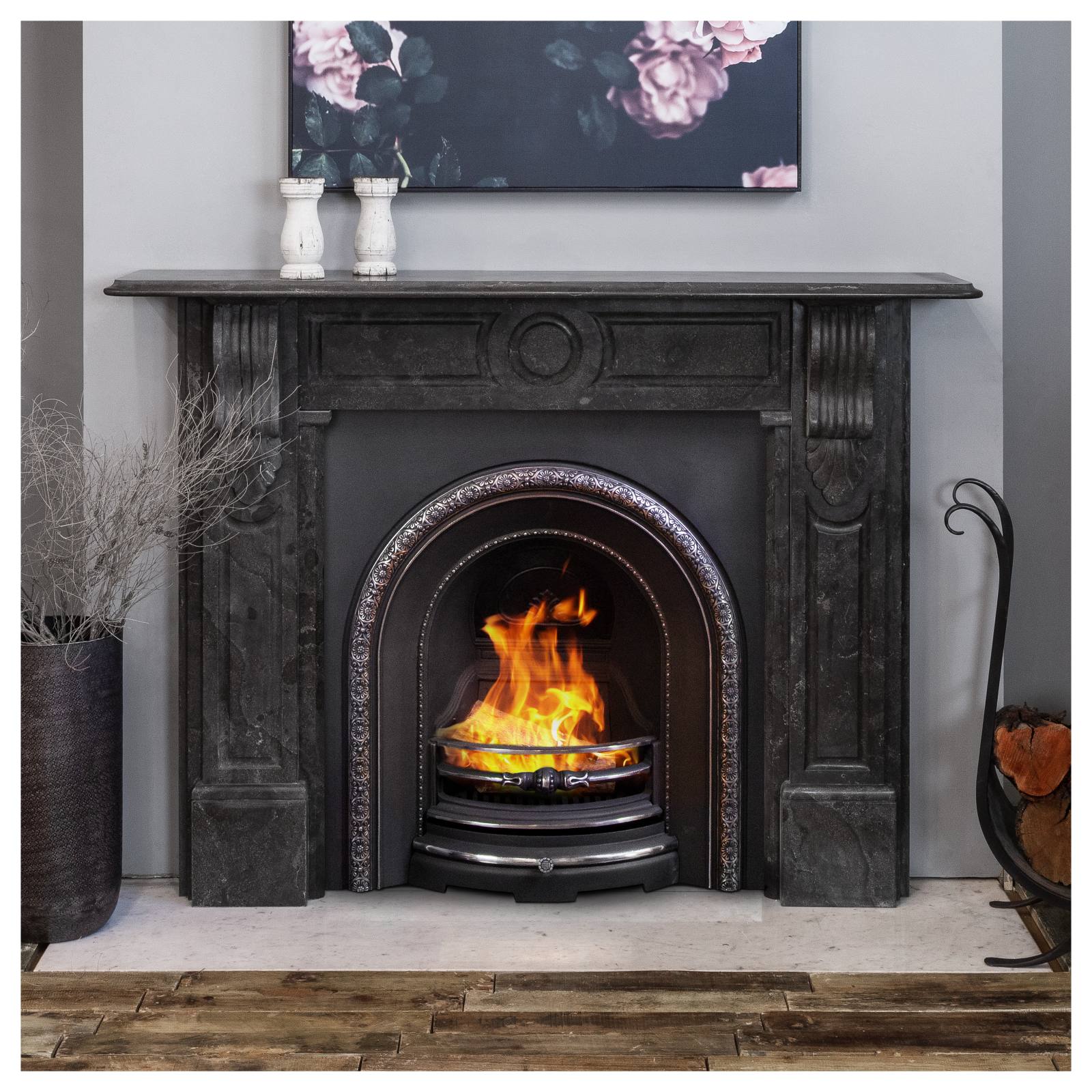 Melbourne Limestone Mantel, Belgium Black Limestone