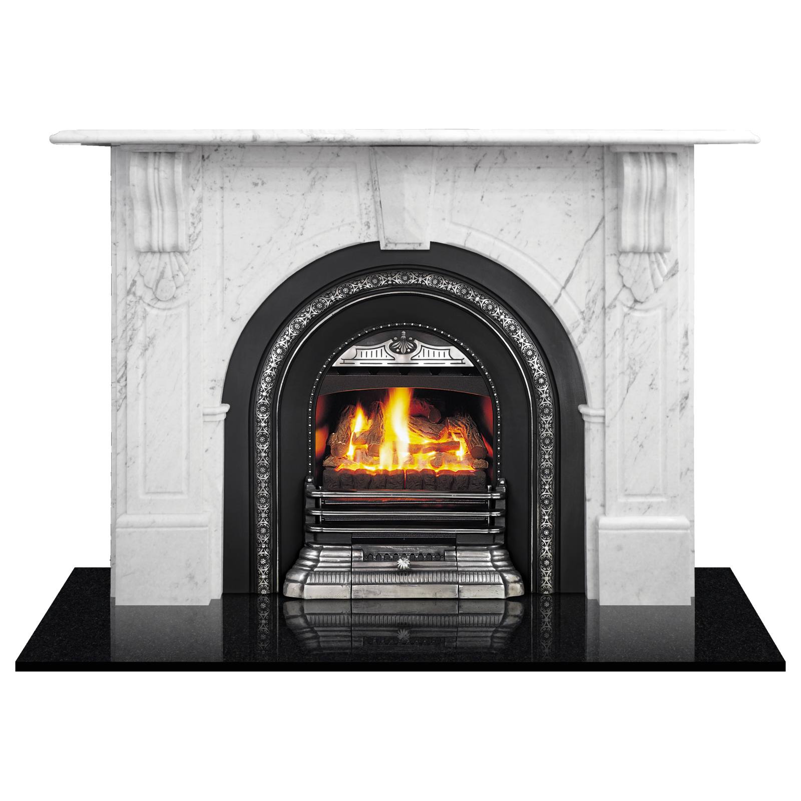 Evandale Arched Marble Mantel, White Carrara Marble