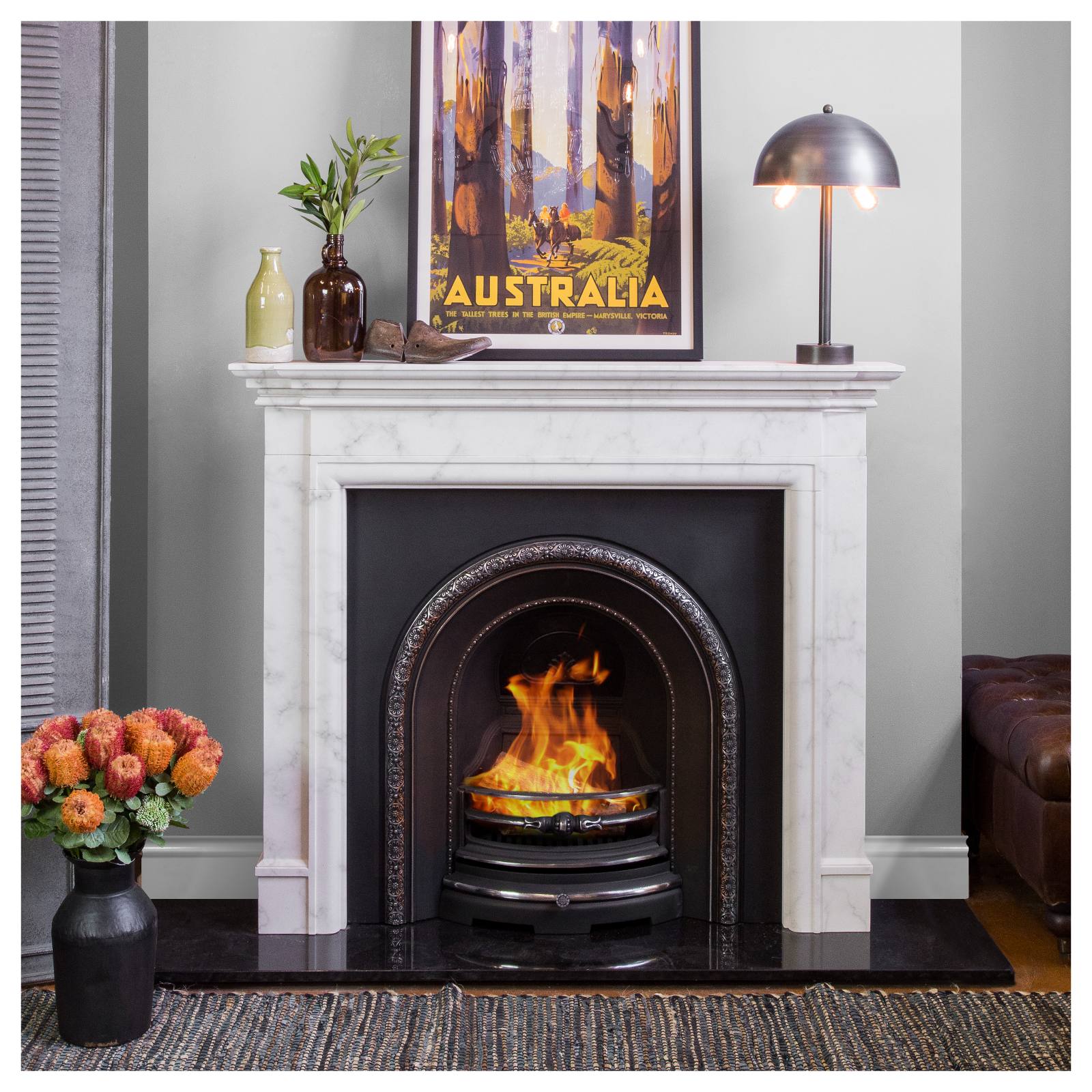 Alston Marble Mantel, White Carrara Marble