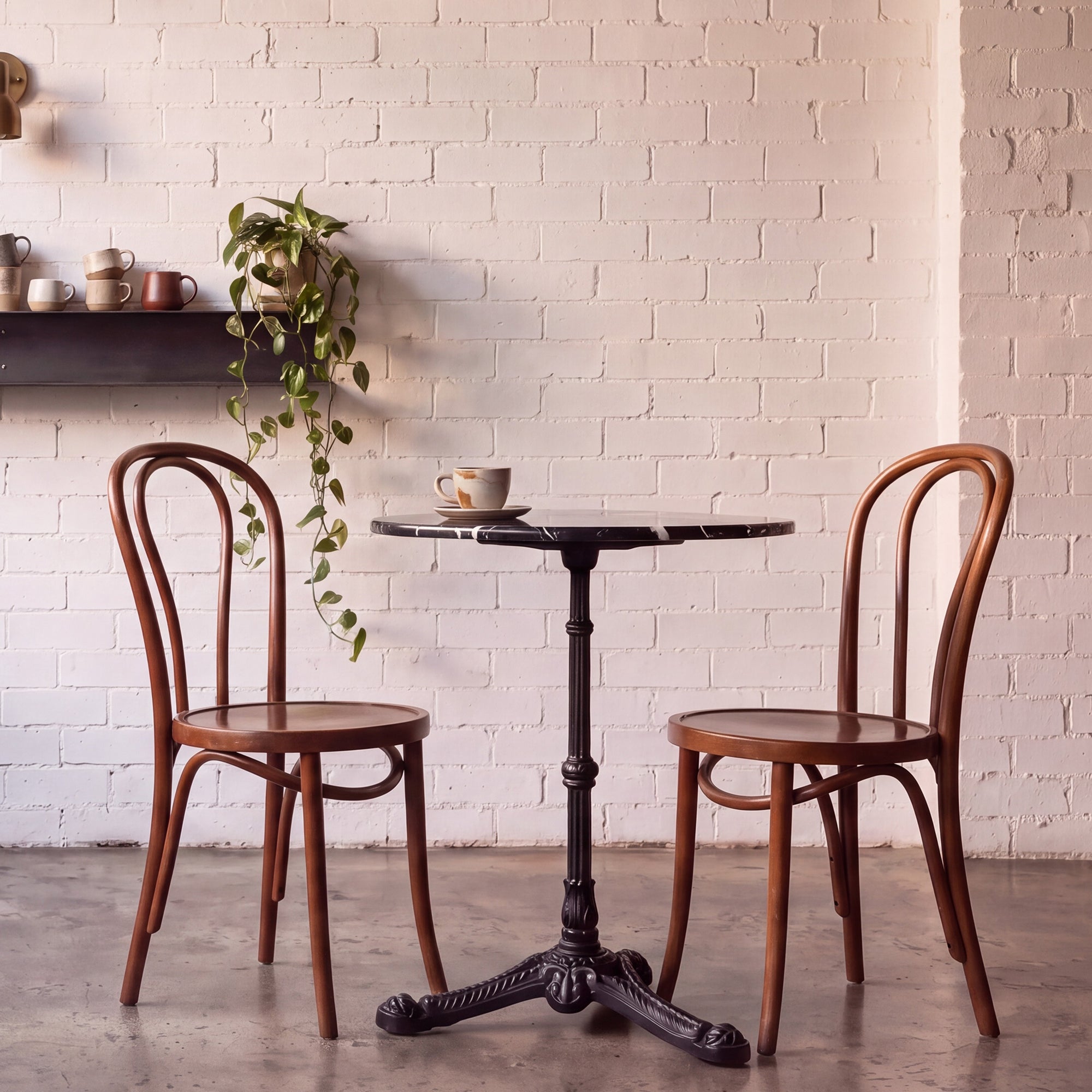 Milano Marble Top Round Bistro Table, Black