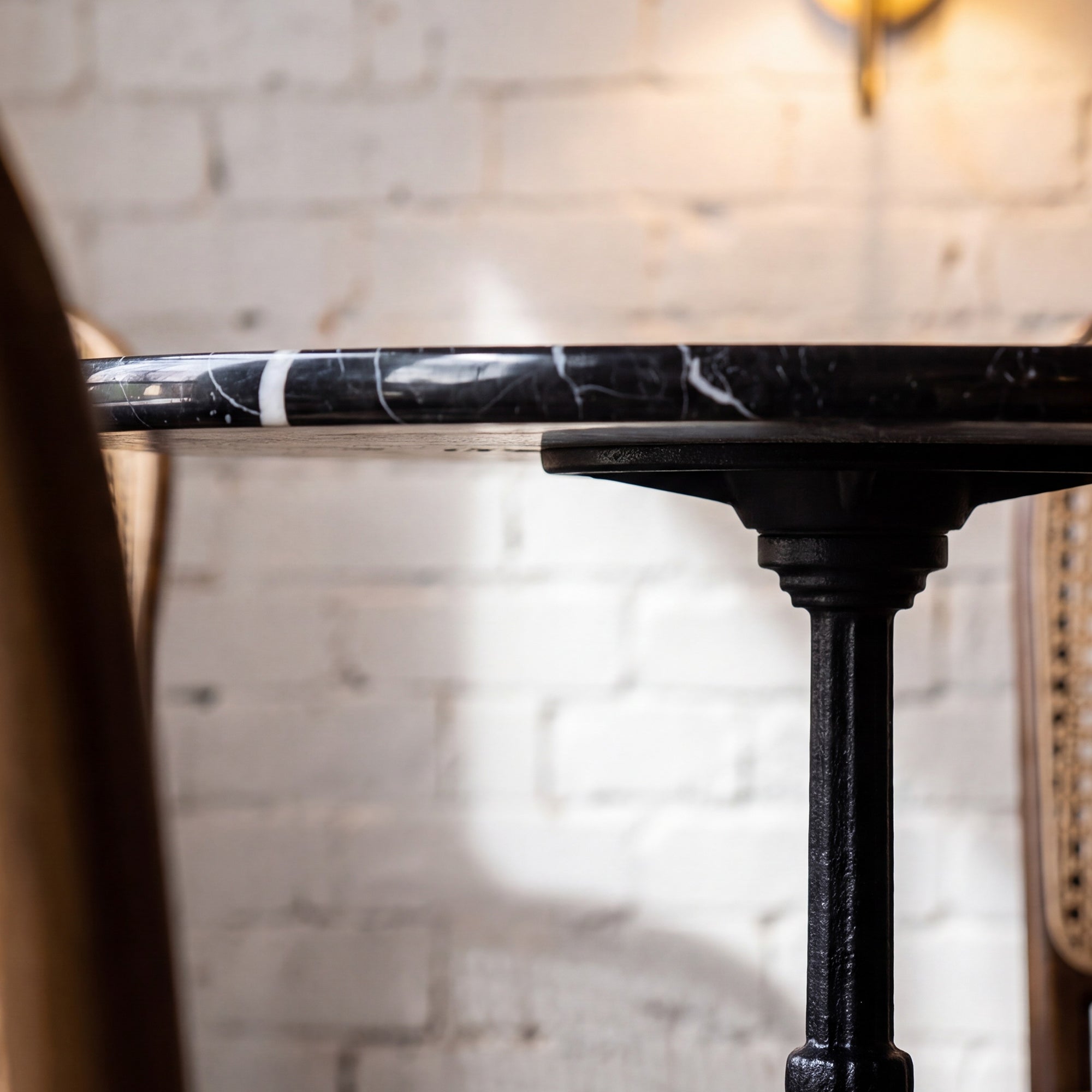 Milano Marble Top Round Bistro Table, Black