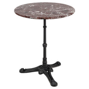 Milano Marble Top Round Bistro Table, Burgundy