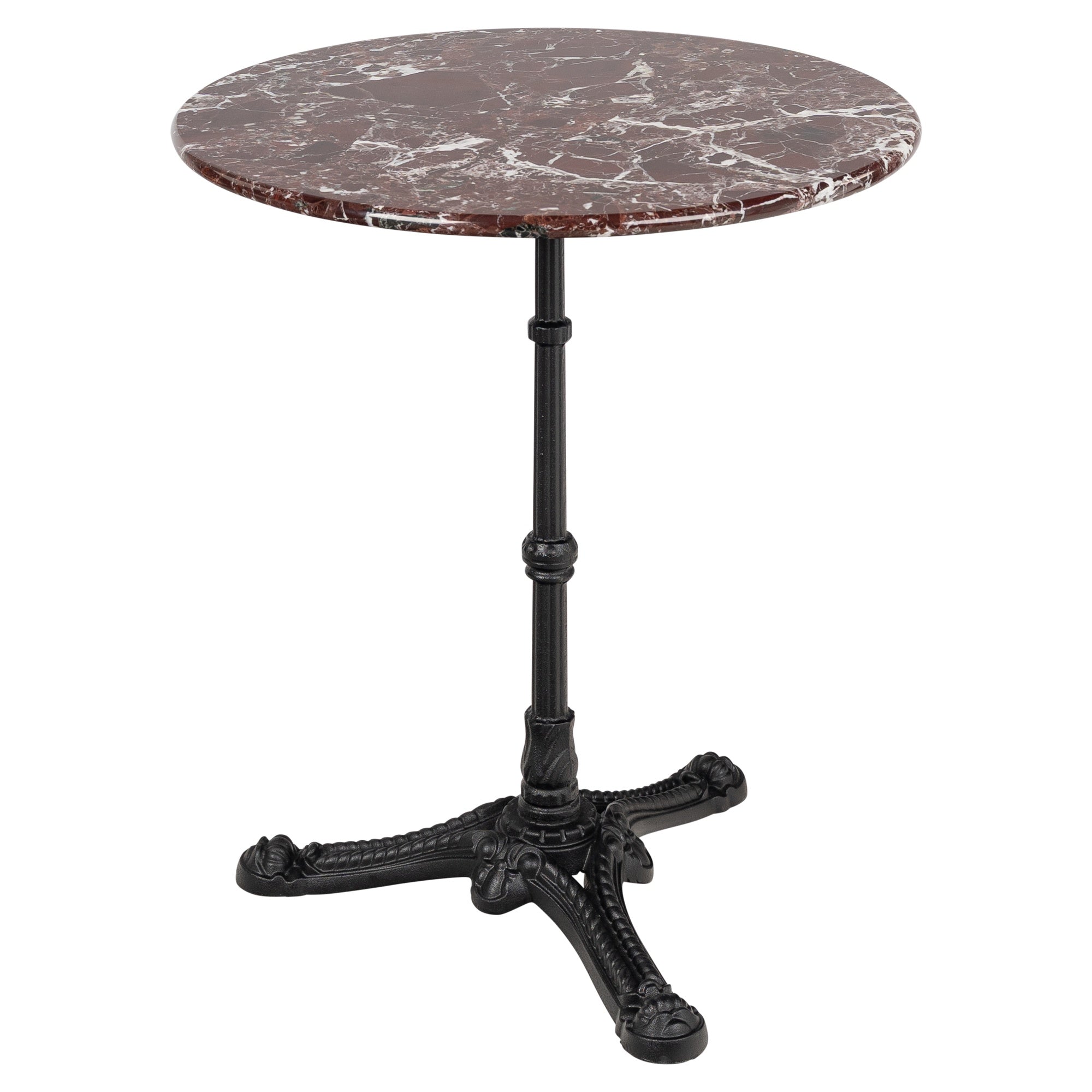Milano Marble Top Round Bistro Table, Burgundy