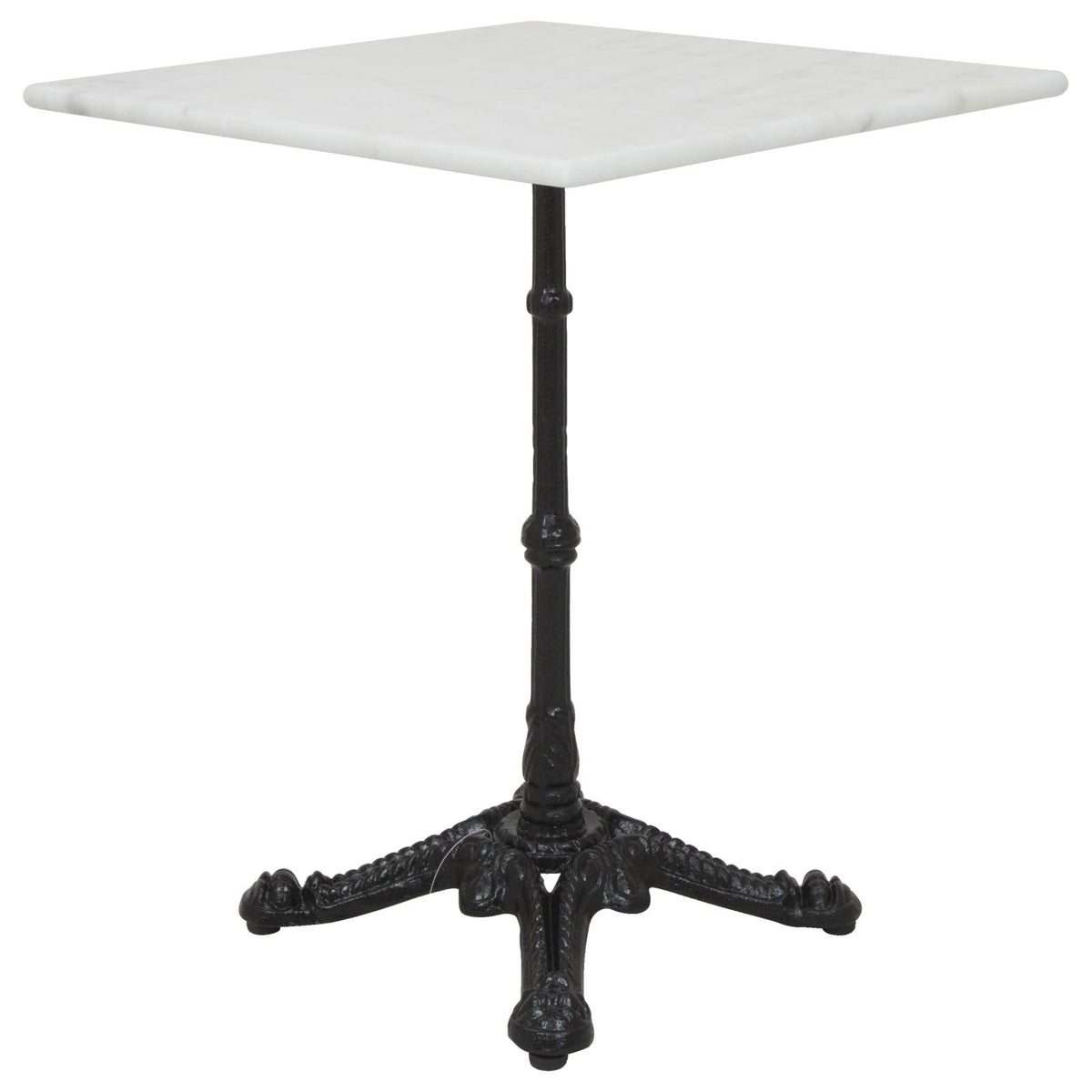 Turin Square Marble Table with Cast Iron Base, White