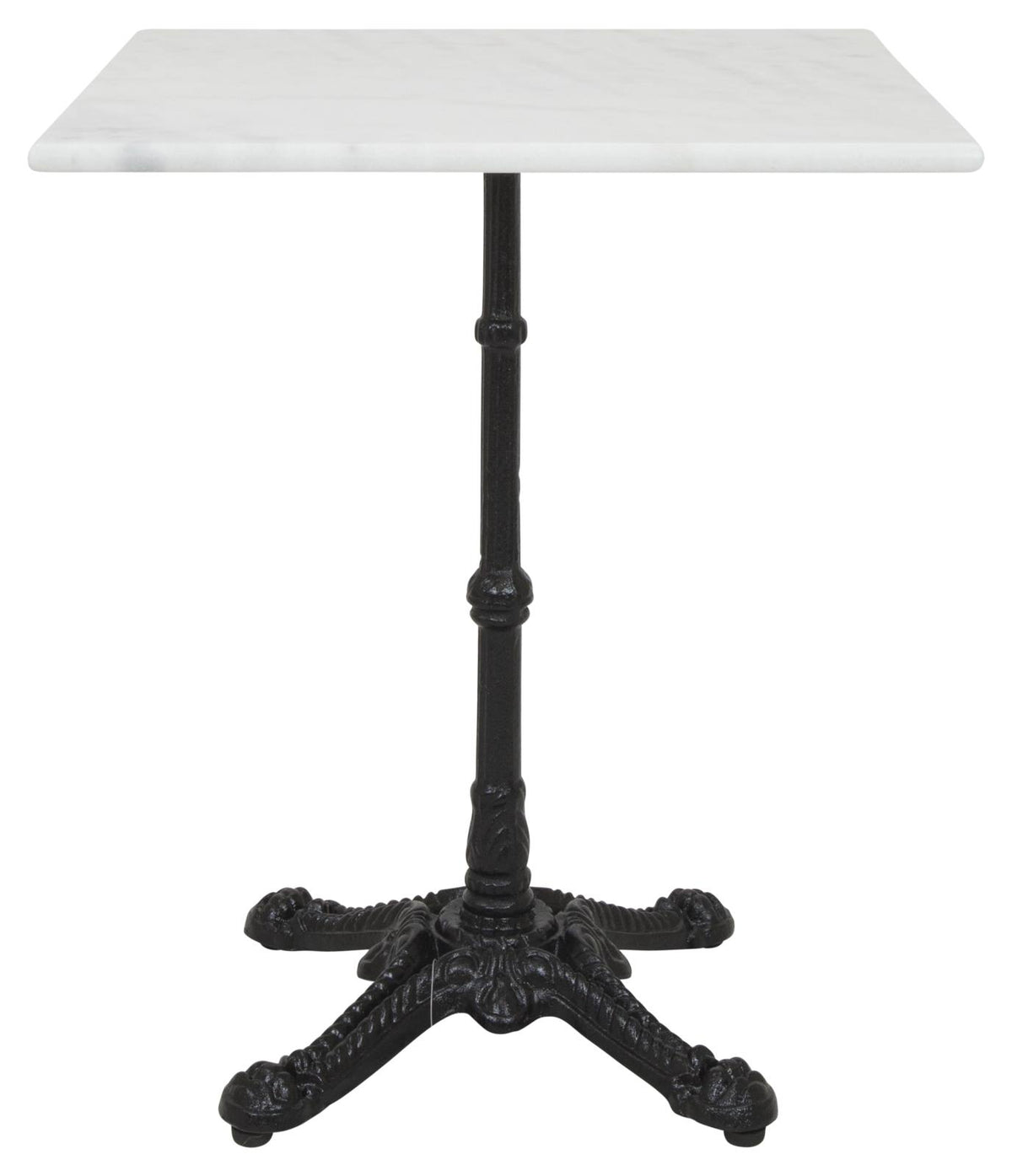 Turin Square Marble Table with Cast Iron Base, White