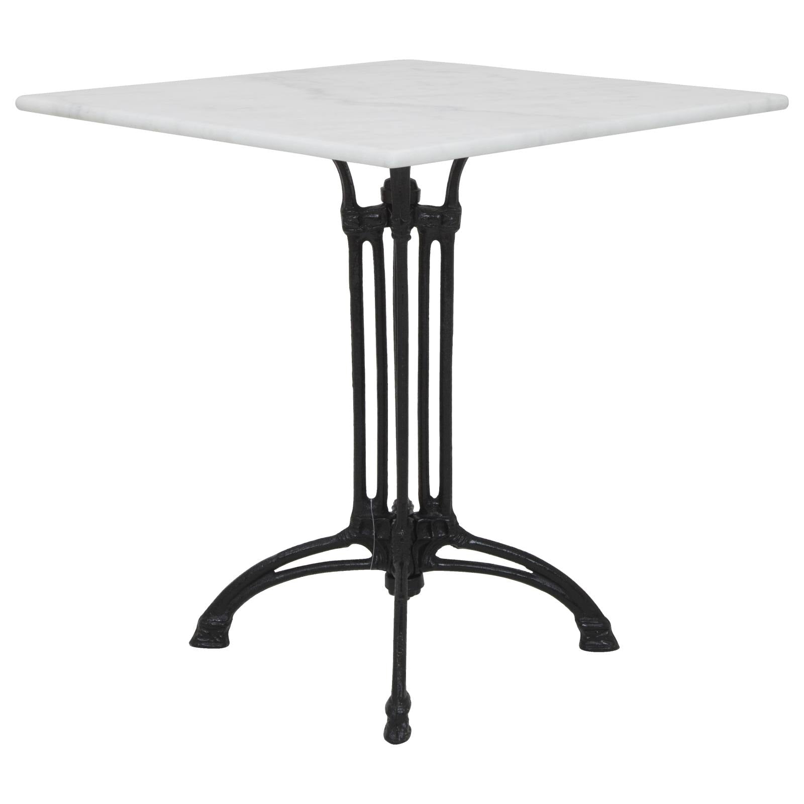 Berlin Marble Square Table White  (With Cast Iron Base)