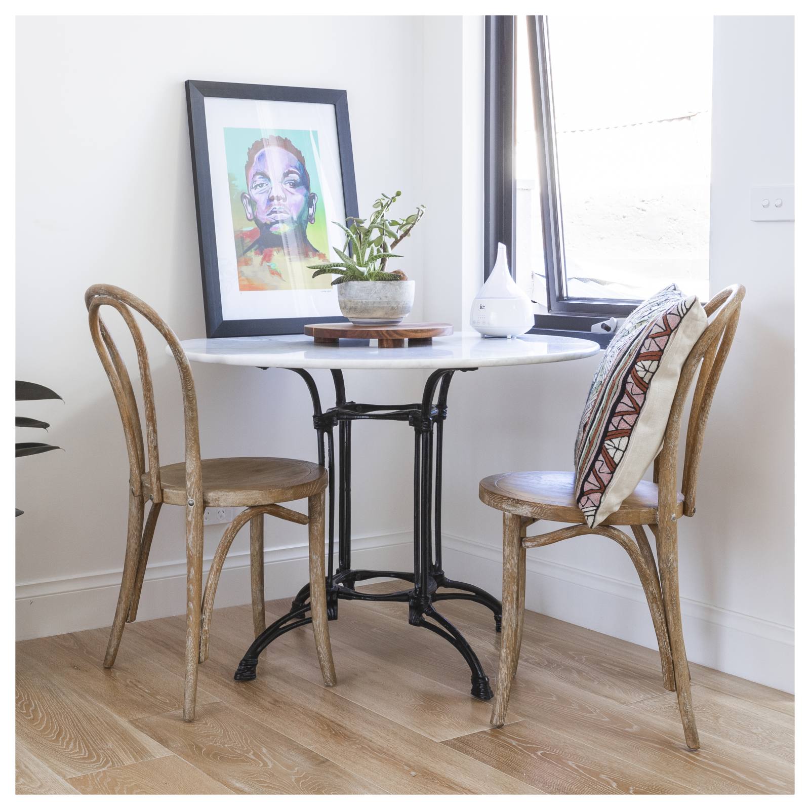 Livorno Marble Table  White (W/ Cast Iron Base)