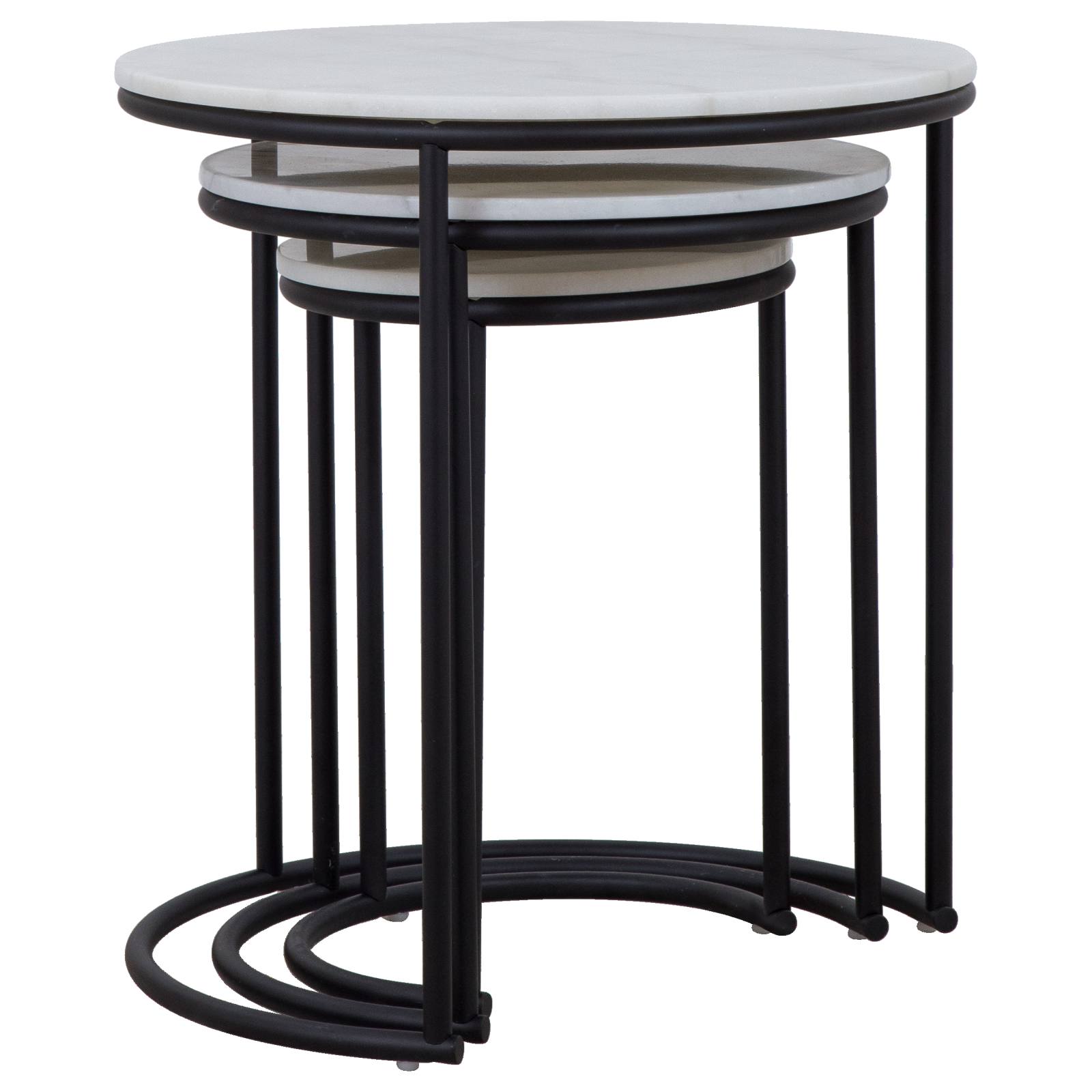 Taro 40cm Marble & Steel Side Table White