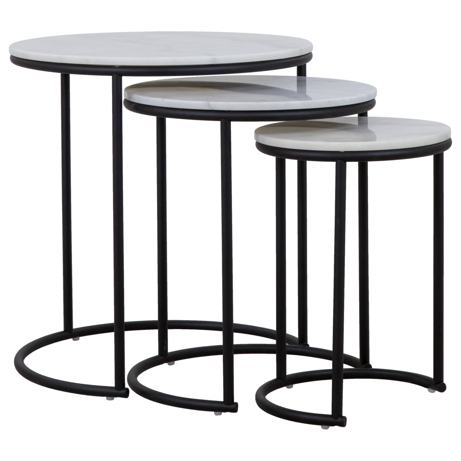 Taro 40cm Marble & Steel Side Table White