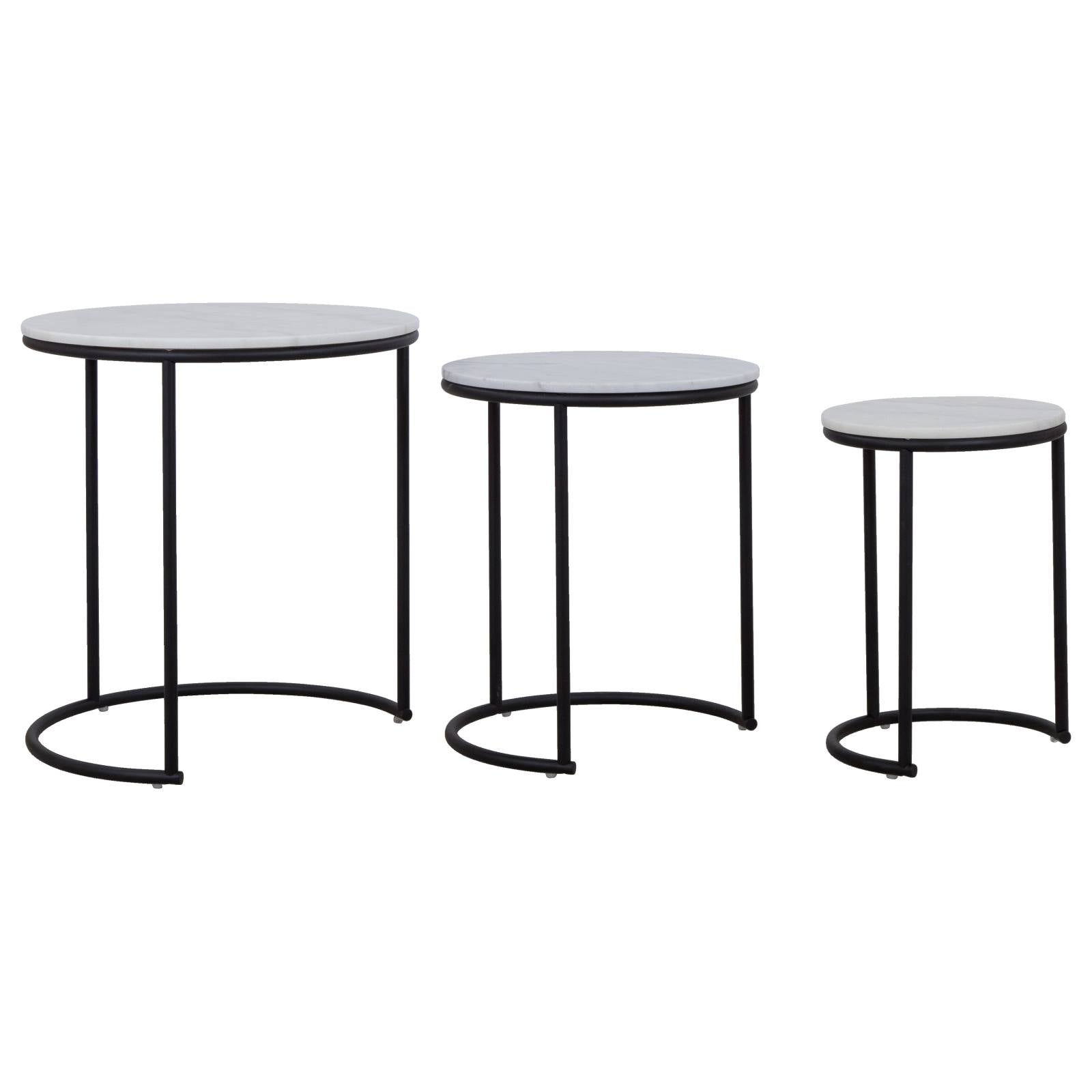 Taro 40cm Marble & Steel Side Table White