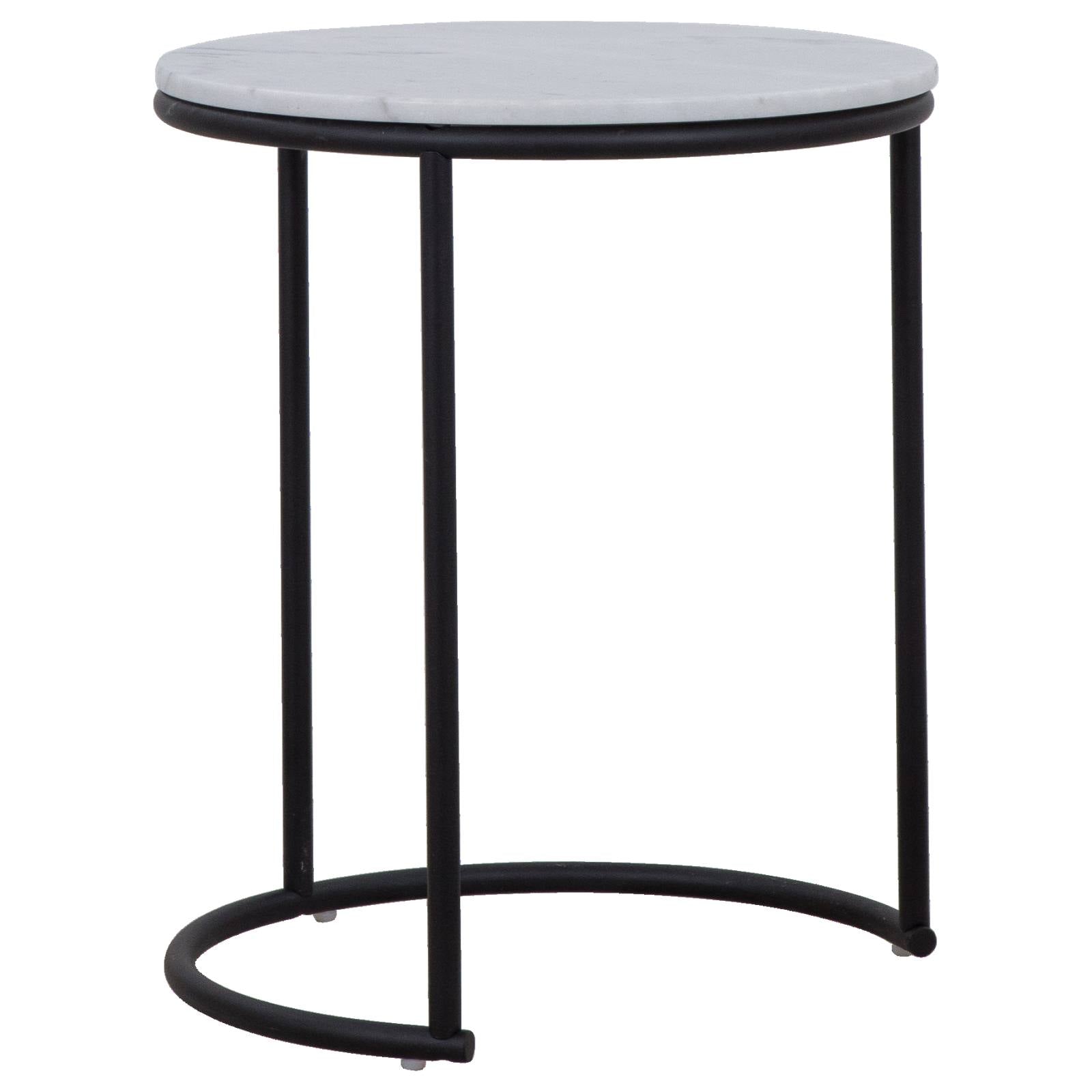 Taro 40cm Marble & Steel Side Table White