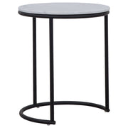Taro 40cm Marble & Steel Side Table White