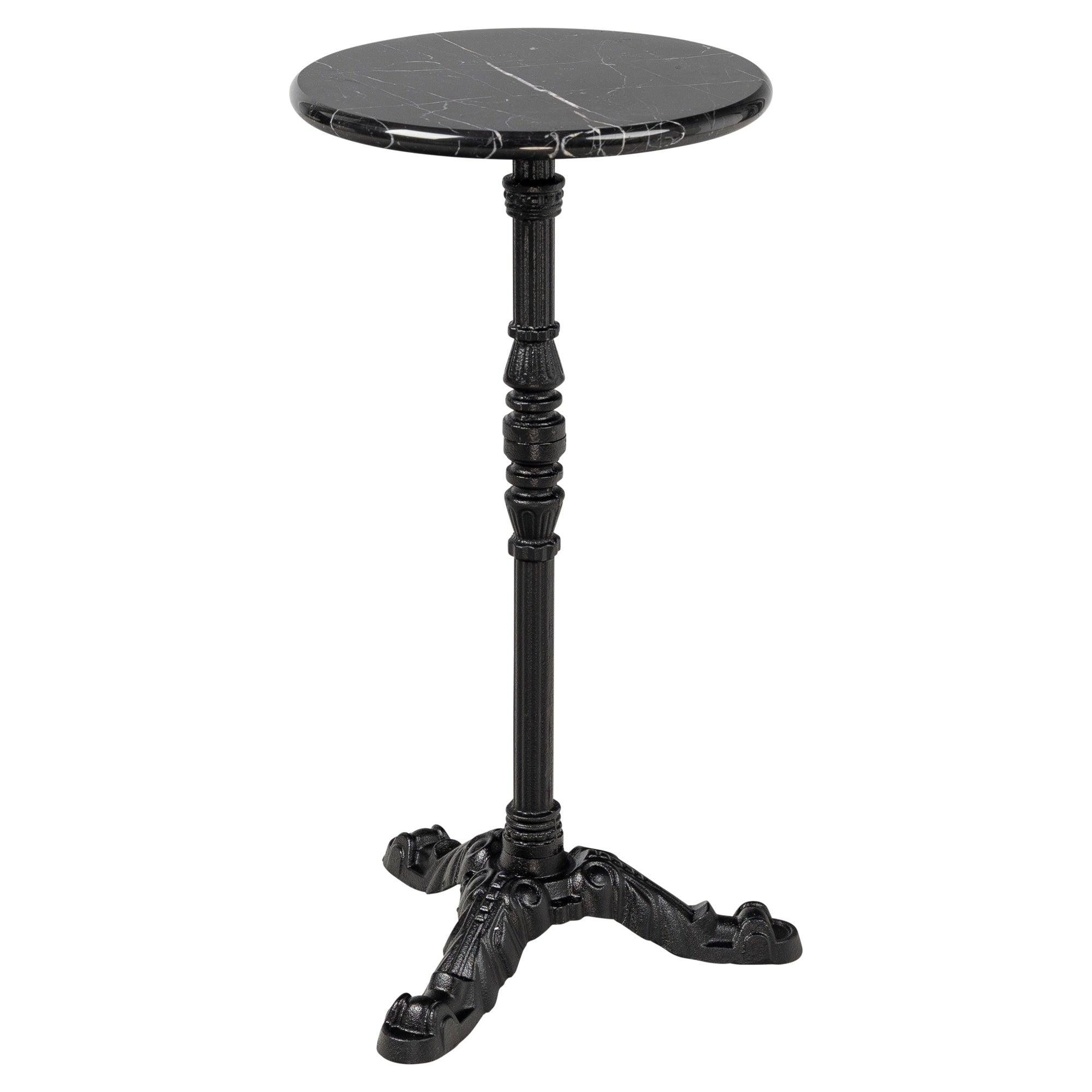 Siena Marble & Cast Iron Round Bistro Table, Black