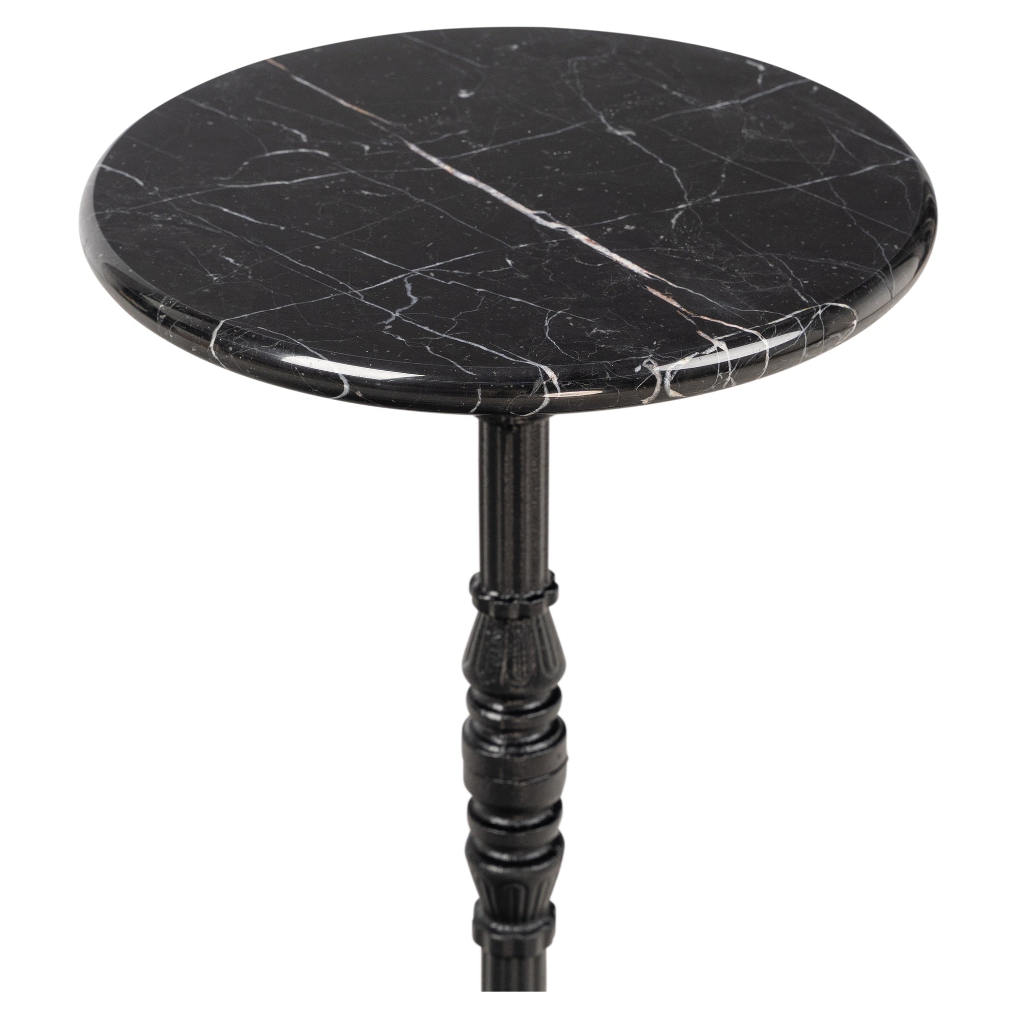 Siena Marble & Cast Iron Round Bistro Table, Black