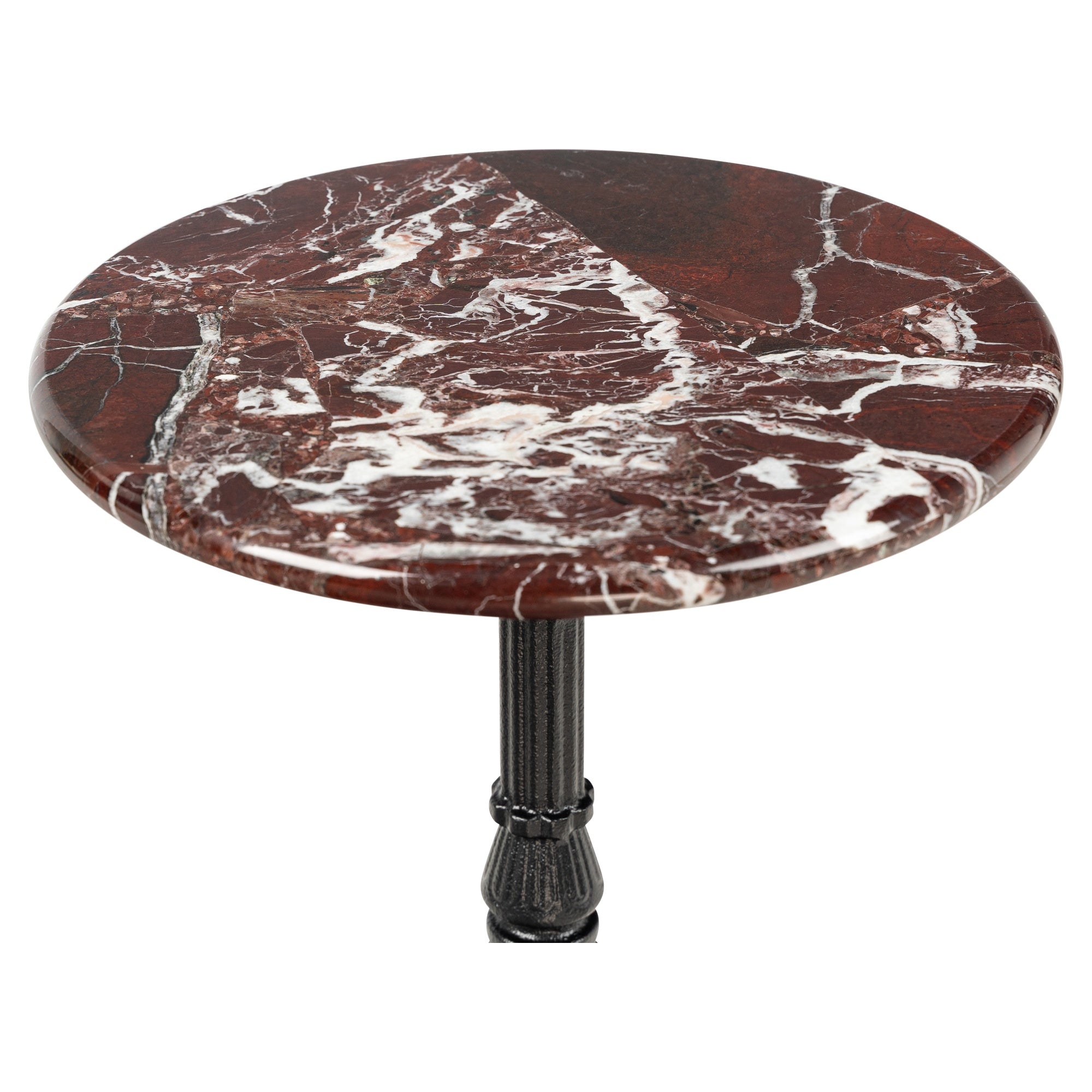 Siena Marble & Cast Iron Round Bistro Table, Burgundy