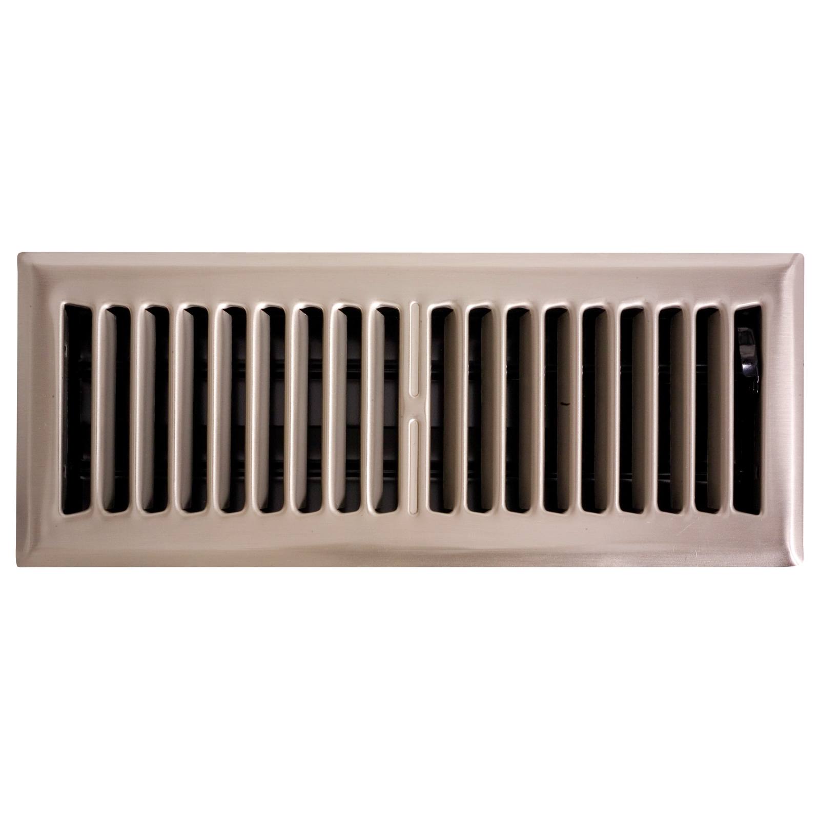 Pressed Steel Floor Register Vent 5 w Damper, Brushed Nickel