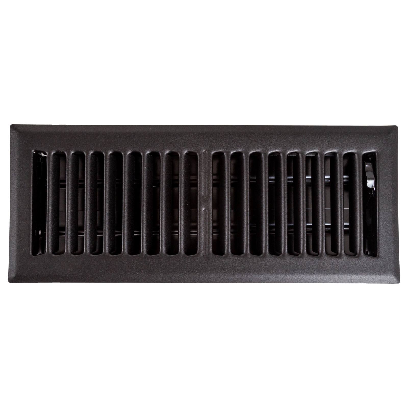 Pressed Steel Floor Register Vent 5 w Damper, Matt Black
