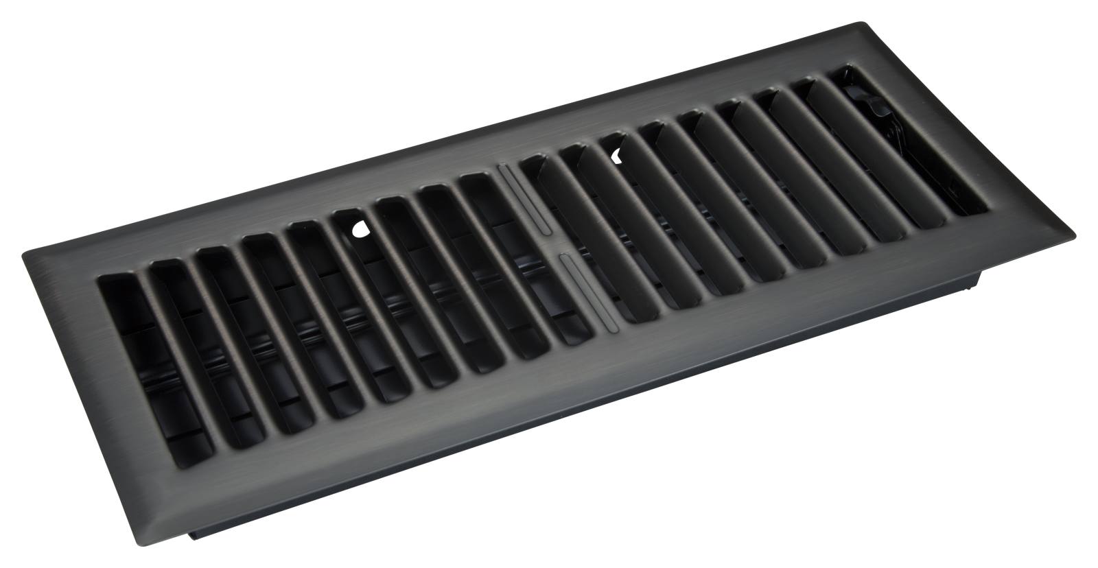 Pressed Steel Floor Register Vent 5 w Damper, Rubbed Bronze