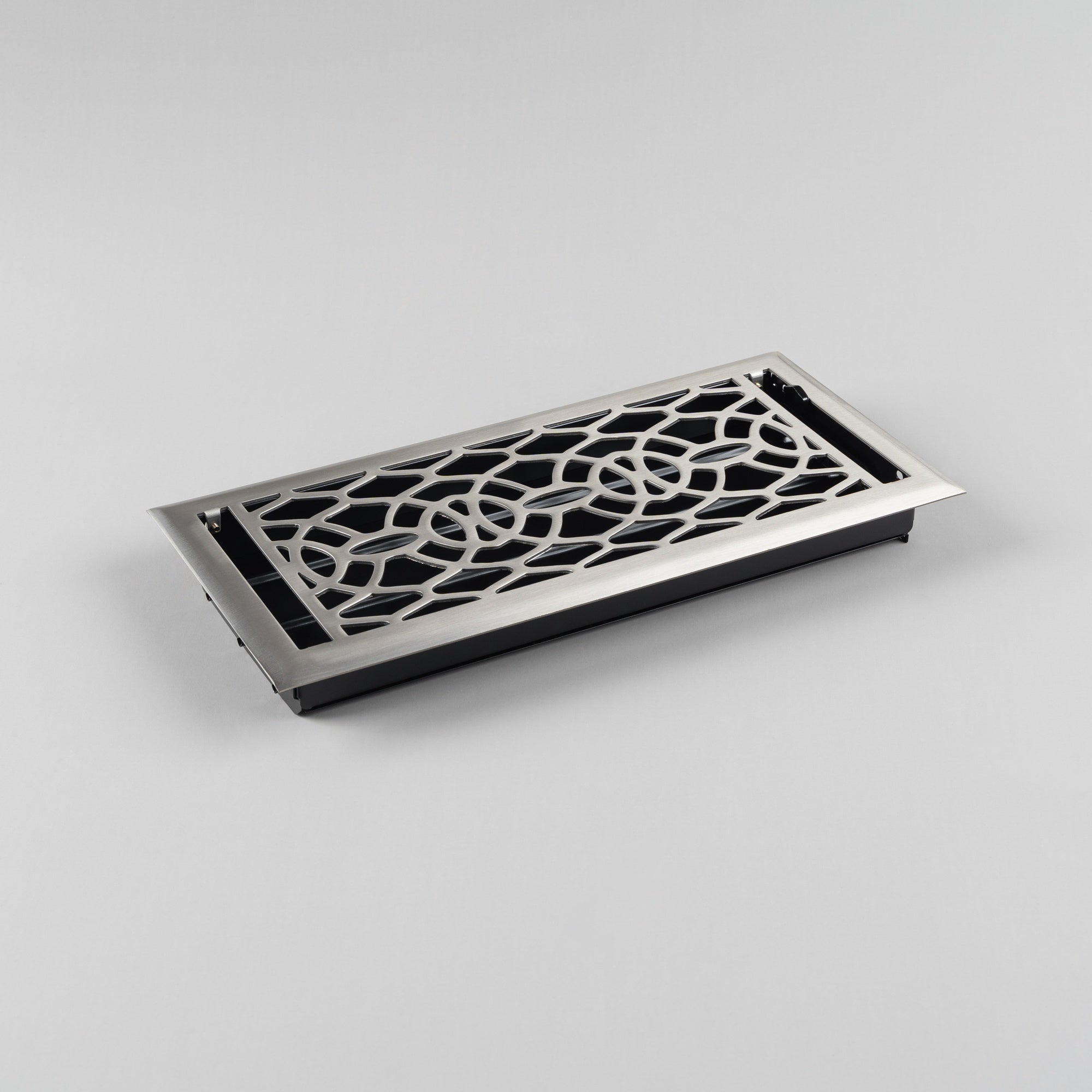 Pressed Steel Floor Register Vent 8B w Damper, Brushed Nickel