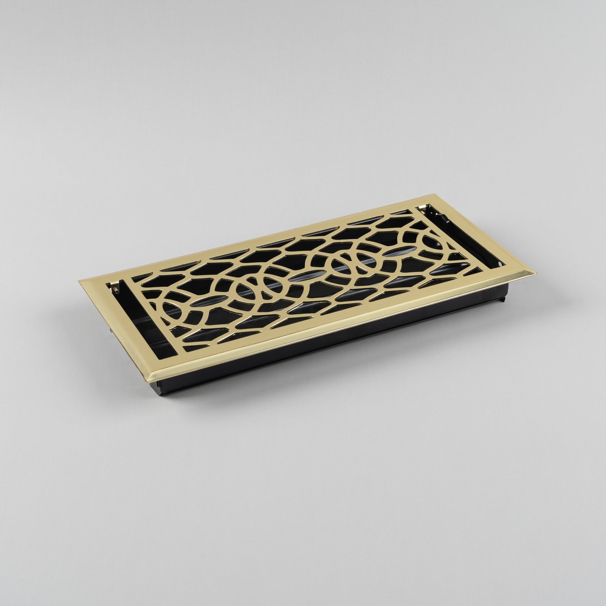 Pressed Steel Floor Register Vent 8B w Damper, Brass