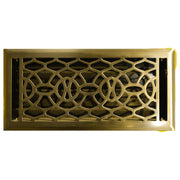 Pressed Steel Floor Register Vent 8B w Damper, Brass