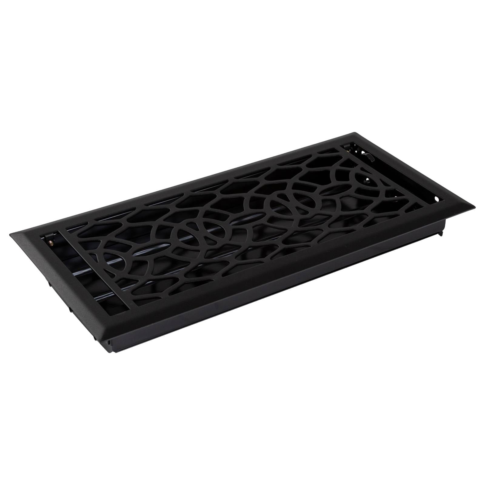 Pressed Steel Floor Register Vent 8B w Damper, Matt Black
