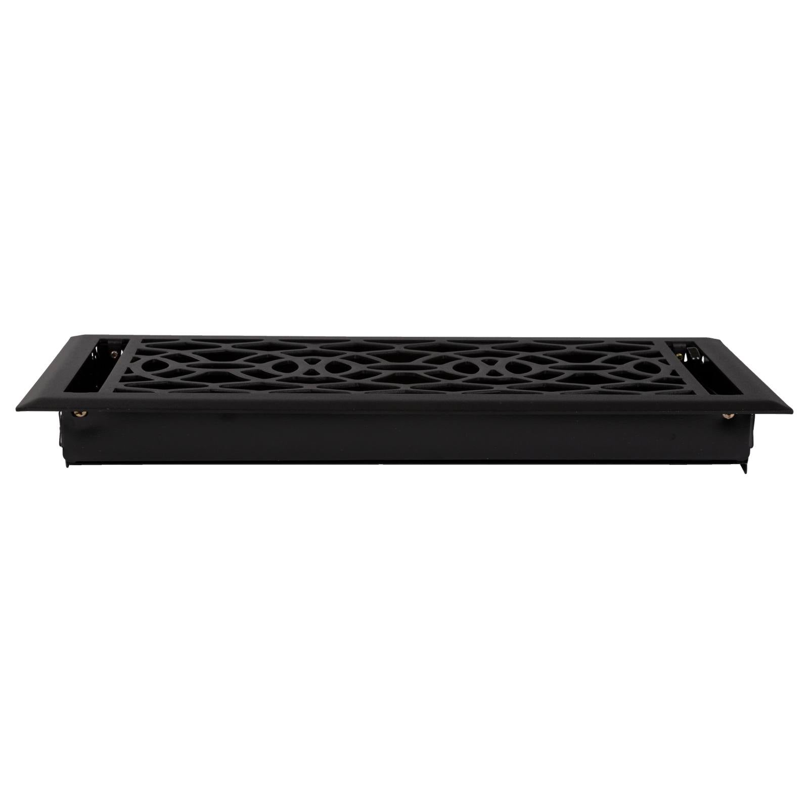 Pressed Steel Floor Register Vent 8B w Damper, Matt Black