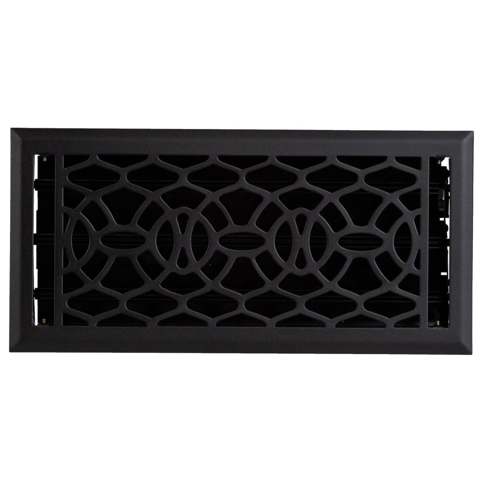 Pressed Steel Floor Register Vent 8B w Damper, Matt Black