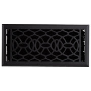 Pressed Steel Floor Register Vent 8B w Damper, Matt Black