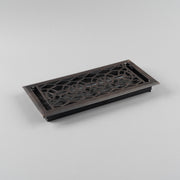 Pressed Steel Floor Register Vent 8B w Damper, Rubbed Bronze