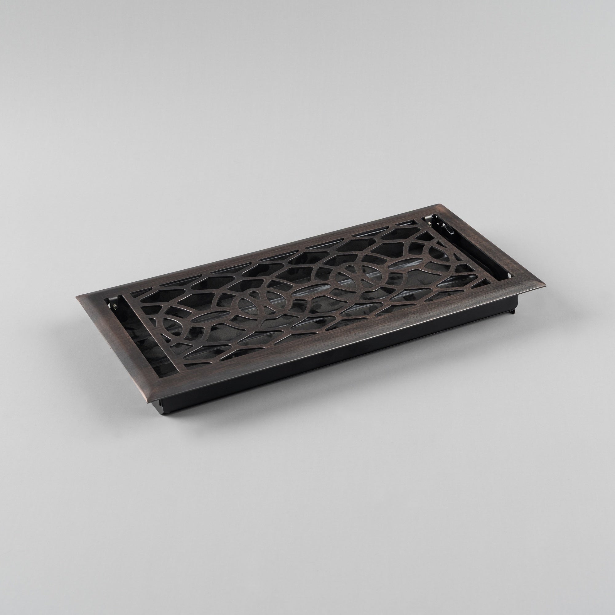 Pressed Steel Floor Register Vent 8B w Damper, Rubbed Bronze