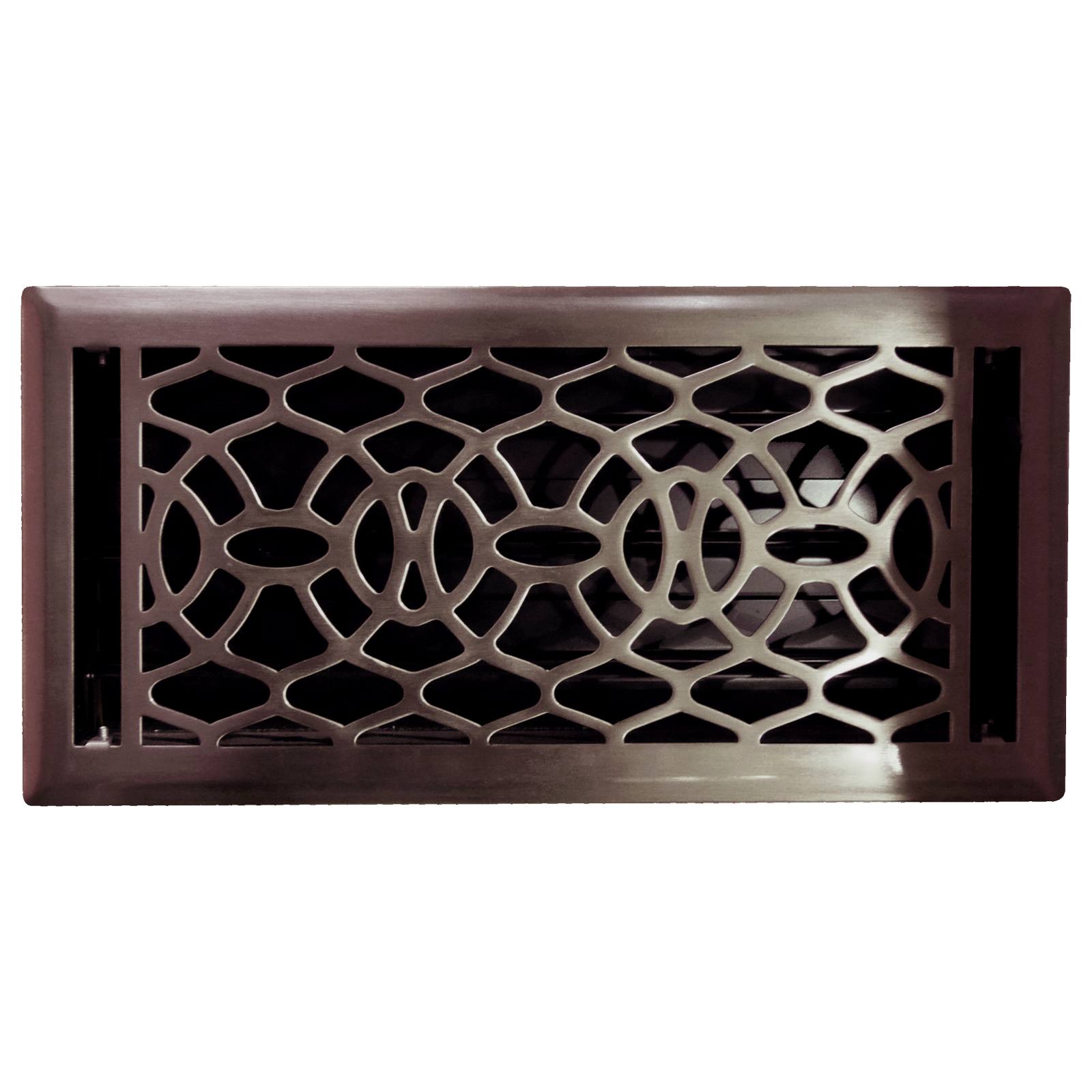 Pressed Steel Floor Register Vent 8B w Damper, Rubbed Bronze
