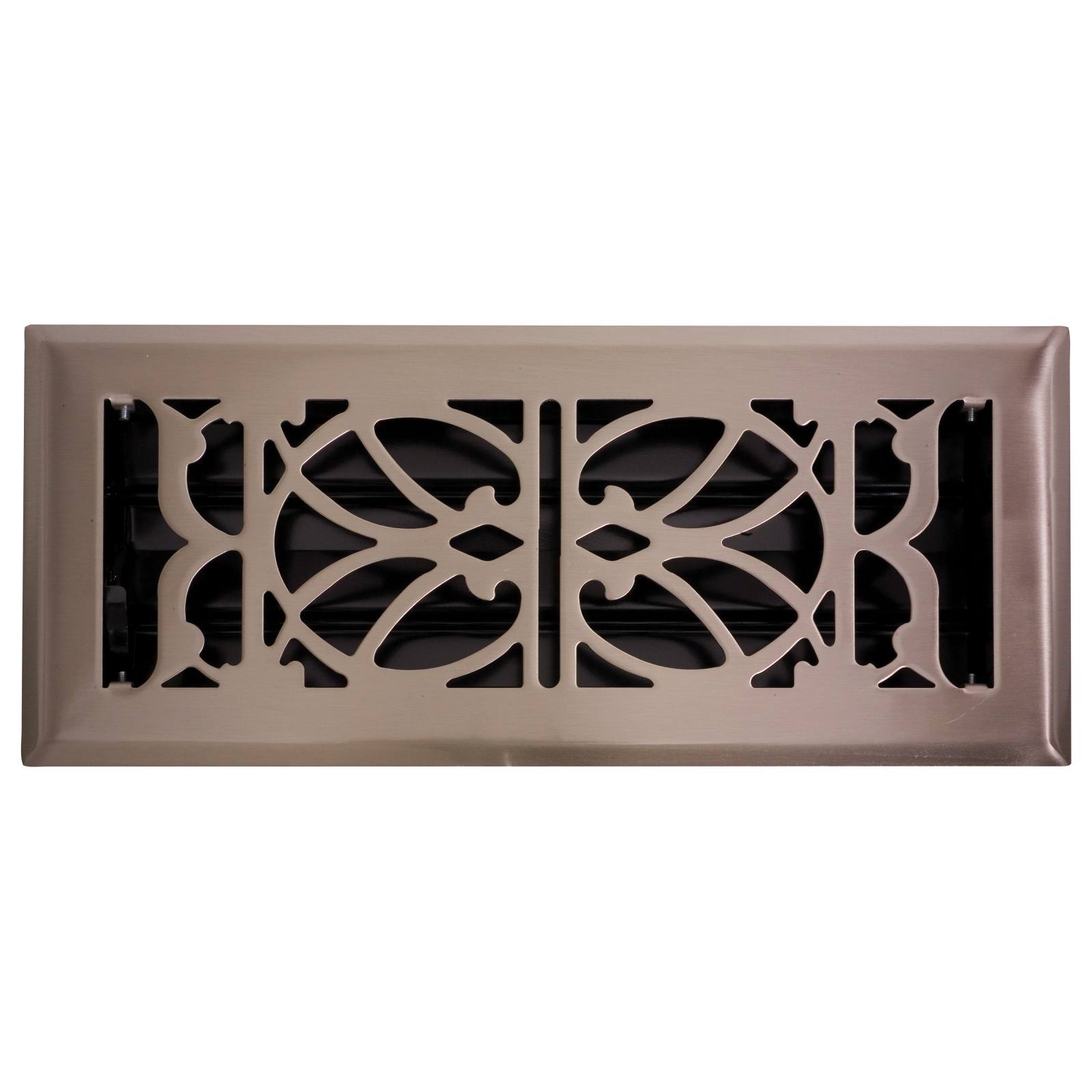 Pressed Steel Floor Register Vent 11 w Damper, Brushed Nickel