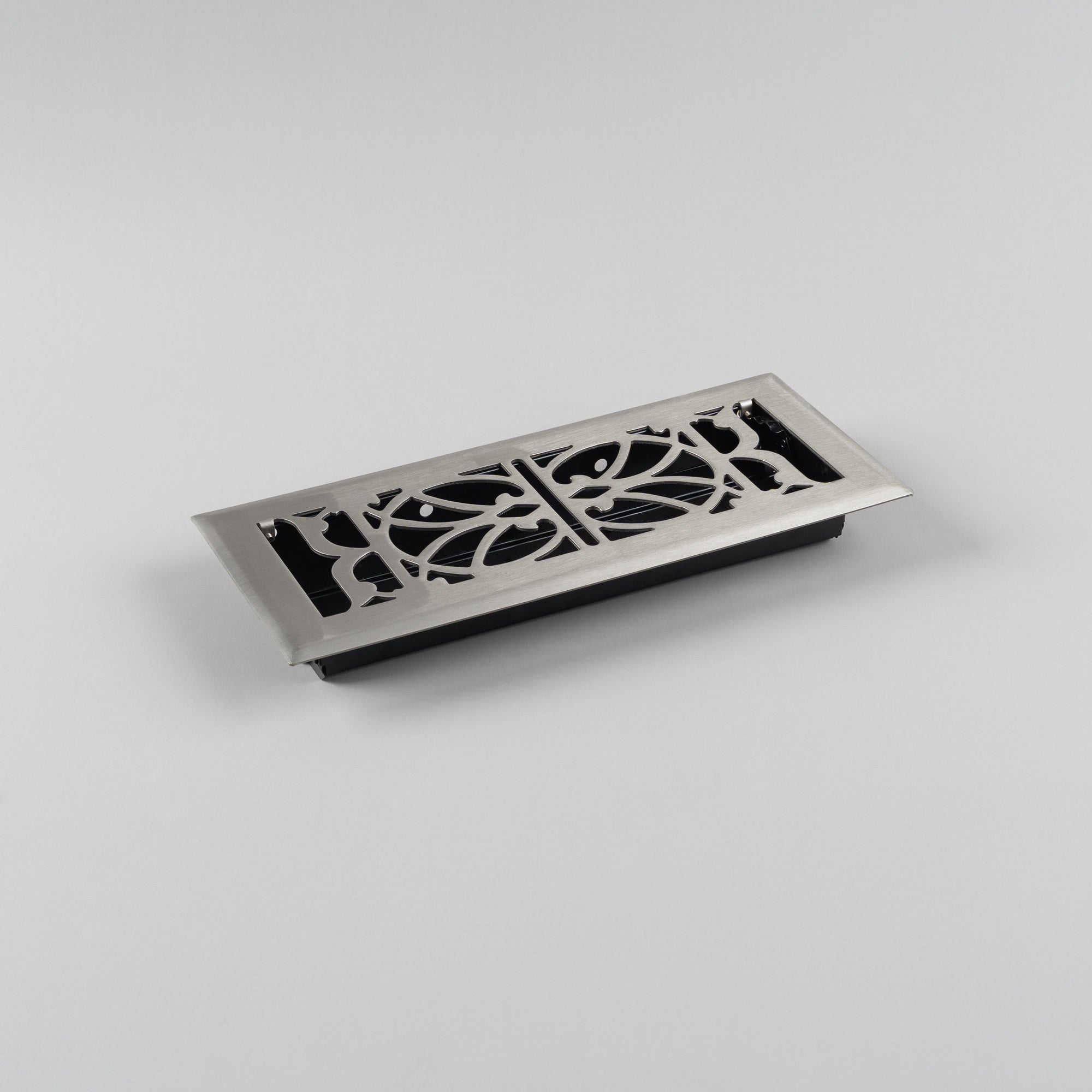 Pressed Steel Floor Register Vent 11 w Damper, Brushed Nickel