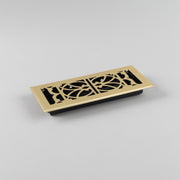 Pressed Steel Floor Register Vent 11 w Damper, Brass