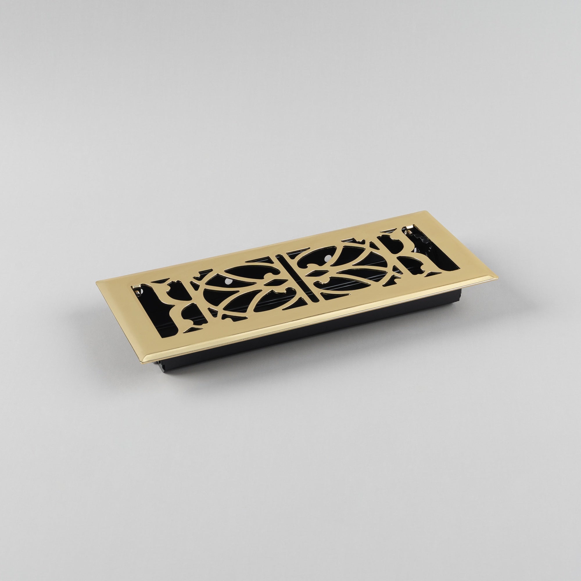 Pressed Steel Floor Register Vent 11 w Damper, Brass