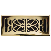 Pressed Steel Floor Register Vent 11 w Damper, Brass