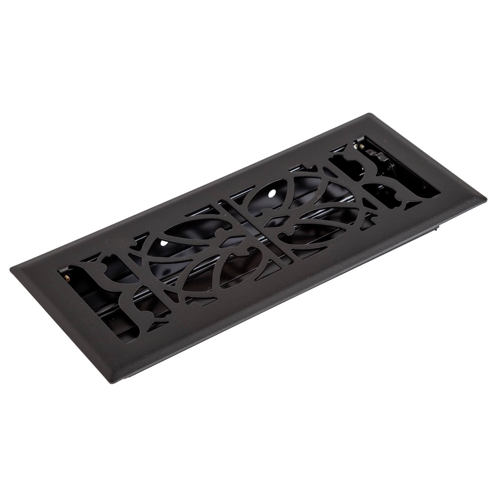 Pressed Steel Floor Register Vent 11 w Damper, Matt Black