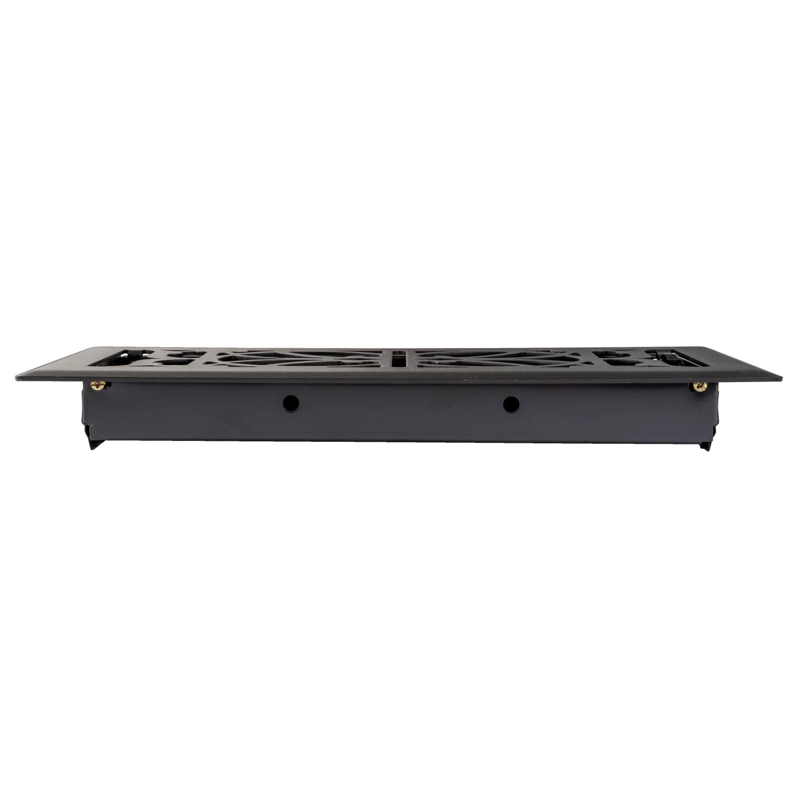 Pressed Steel Floor Register Vent 11 w Damper, Matt Black