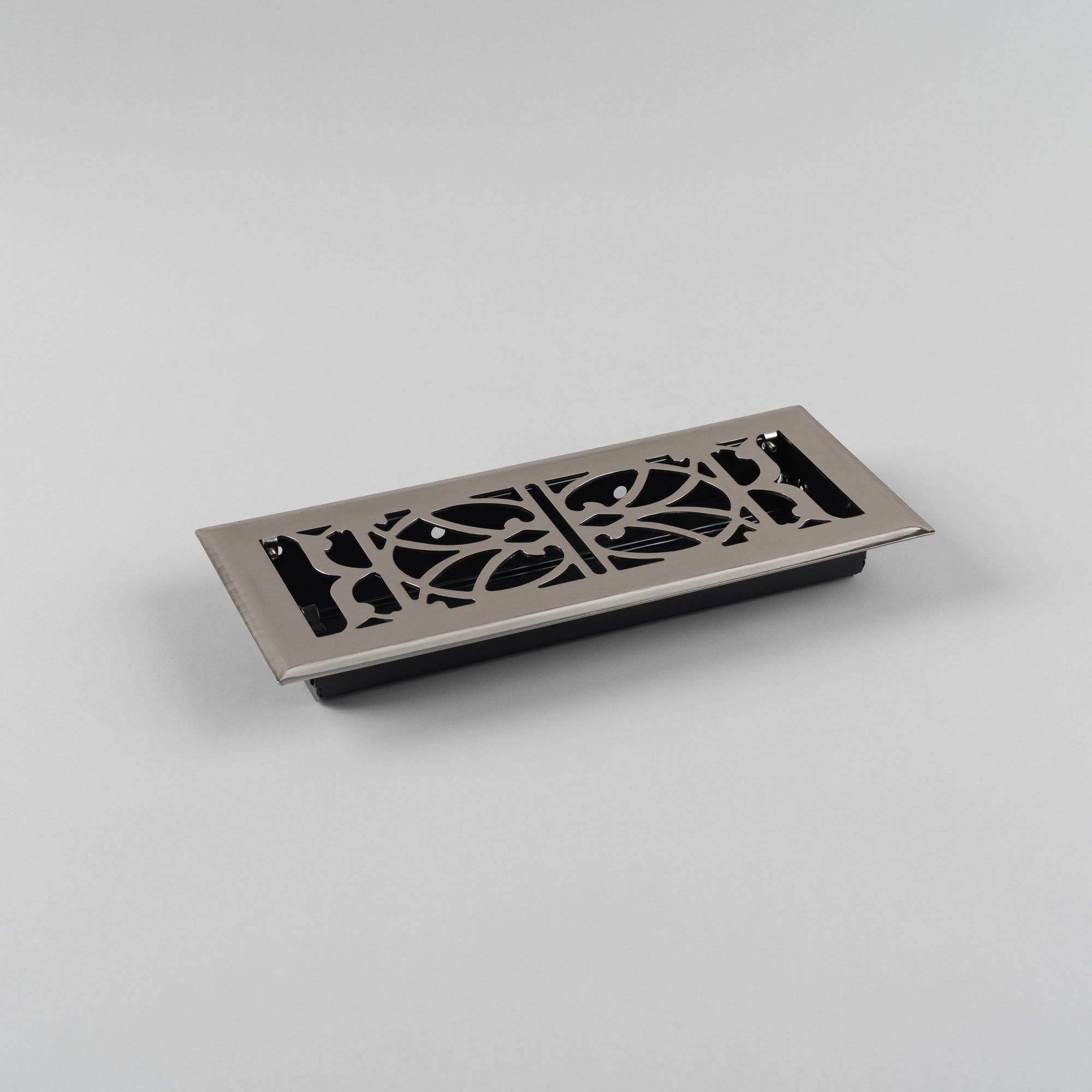 Pressed Steel Floor Register Vent 11 w Damper, Nickel Plated